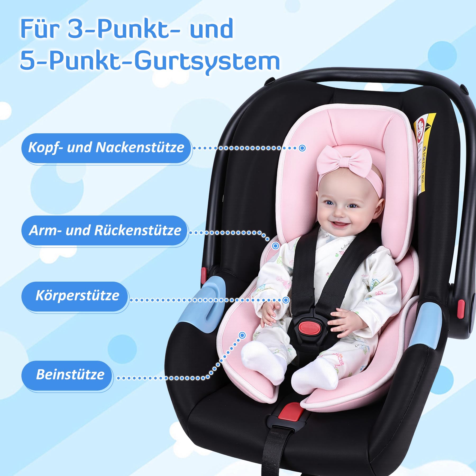 INFANZIA Réducteur de siège bébé pour toutes les poussettes, rose