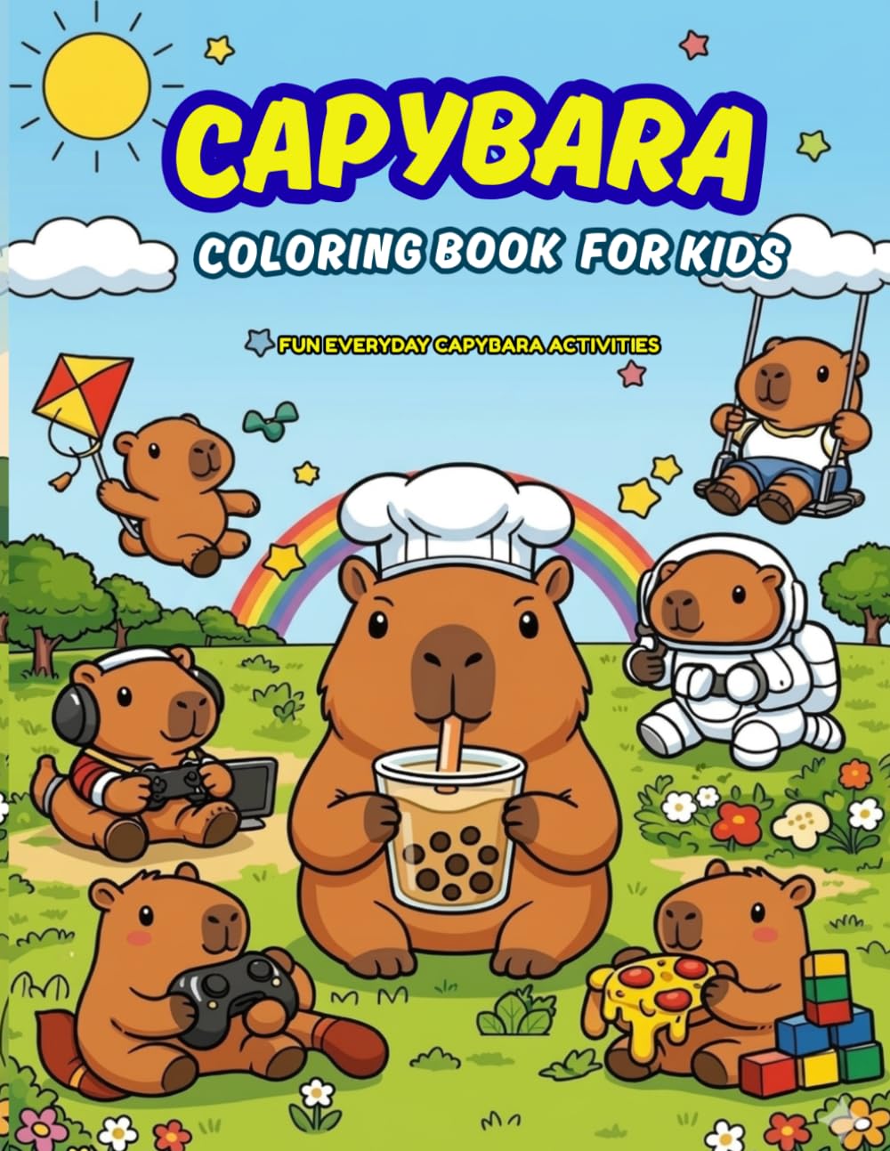 Capybara Coloring Book: Fun and Easy Coloring Pages for Kids Ages 4–8