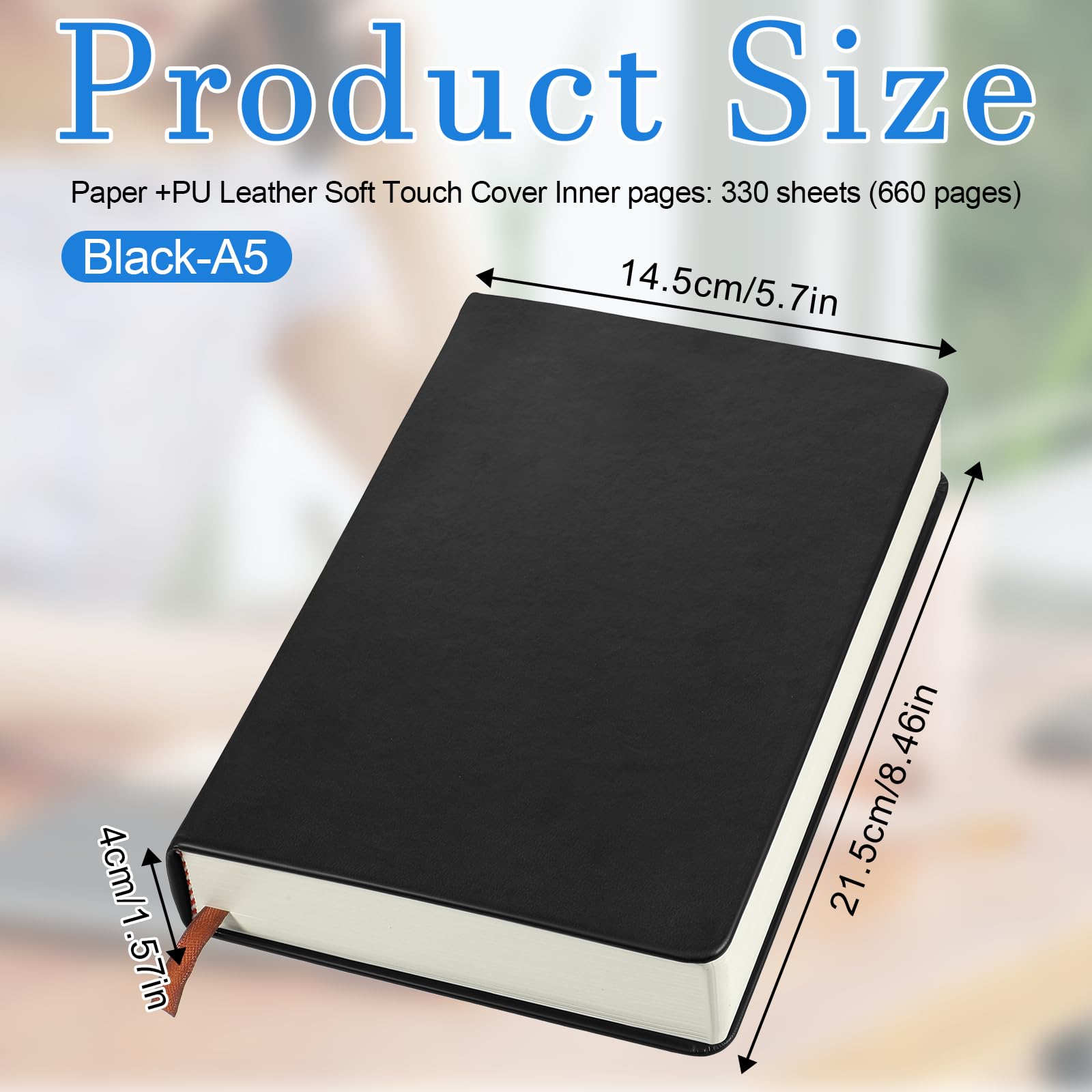 Carnet de croquis épais A5 660 pages vierges épaisses et lisses en similicuir souple pour encre, aquarelle, stylo, crayons, 80 g/m², 14,5 x 21,6 cm