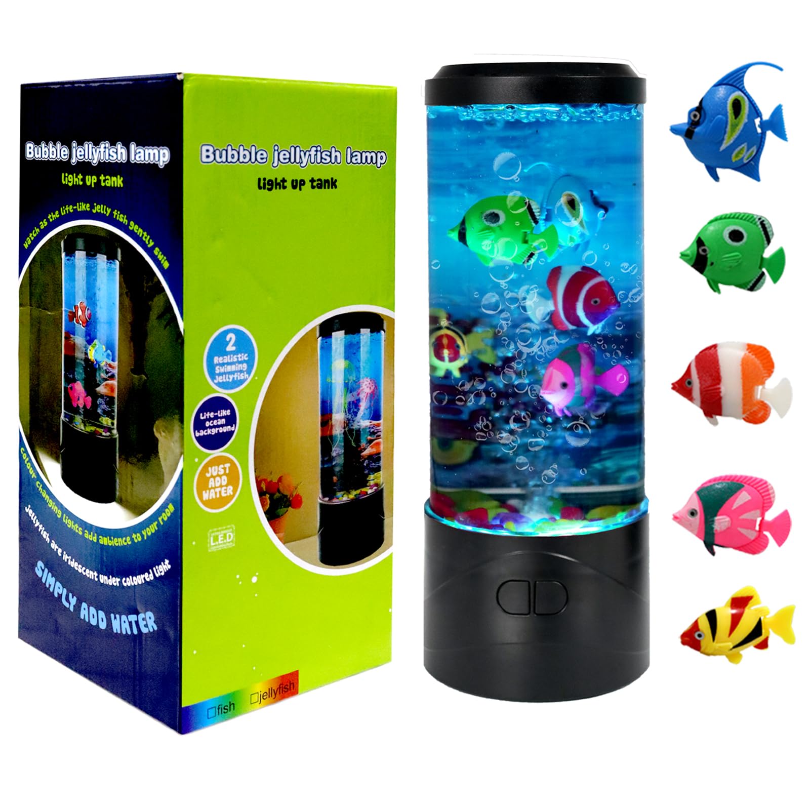 Toycol Lampada per acquario sensoriale a forma di pesce finto a bolle