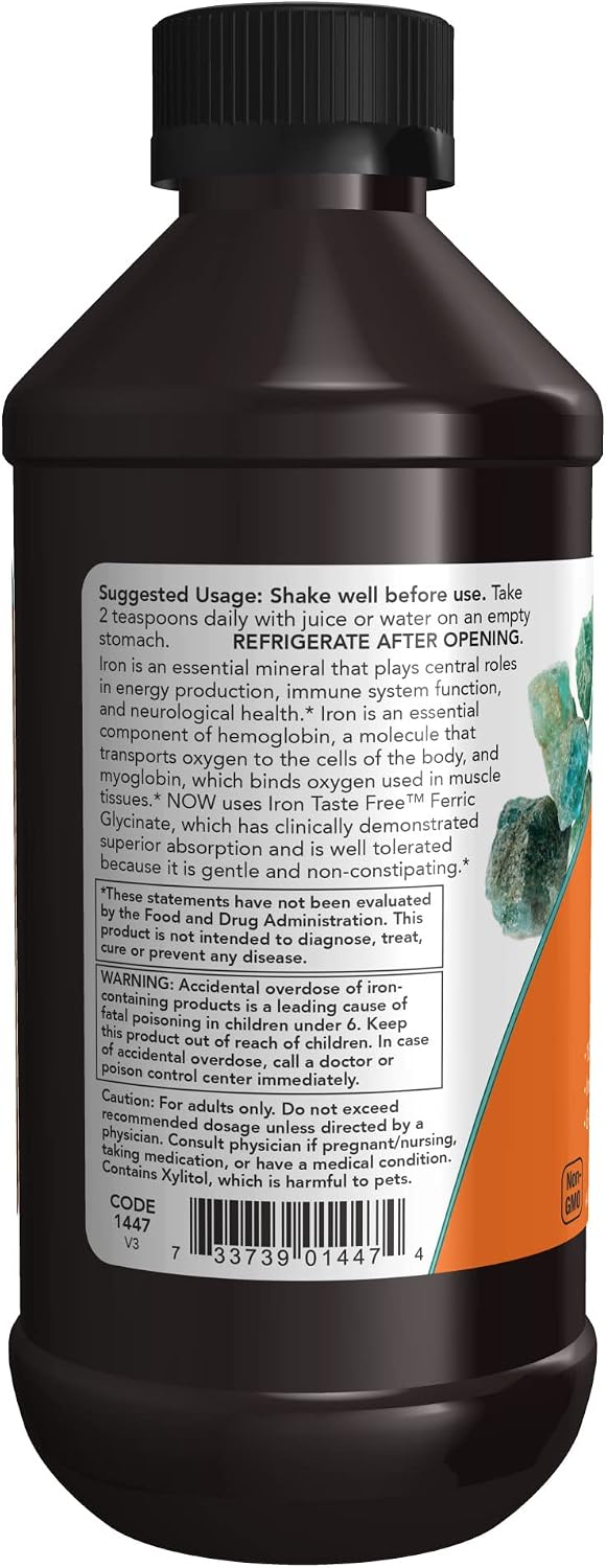 NOW Supplements, Iron Liquid 18 mg, Non-Constipating*, Essential Mineral, 8-Ounce