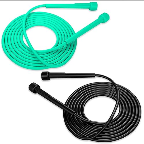 Miniatura 8 de Paquete de 2 cuerdas de saltar ajustables, cuerda de saltar sin enredos para mujeres y hombres, cuerda de velocidad ligera, cuerda de ejercicio de