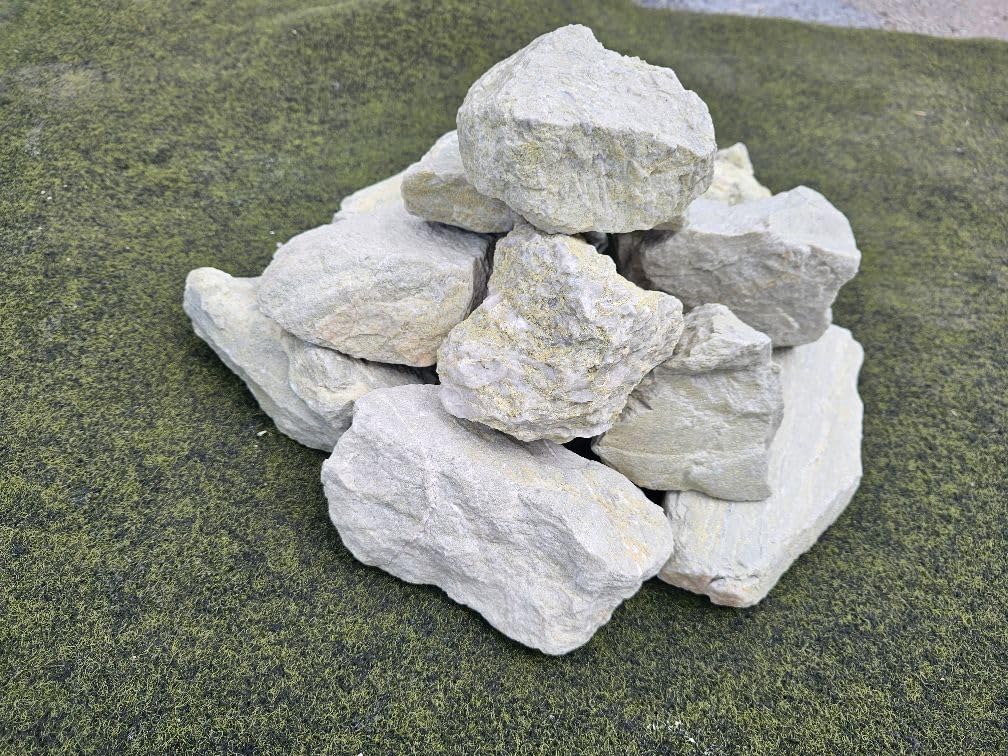 22 kg Quarzit Bruchsteine, Natursteine hell, Aquarium Deko Garten
