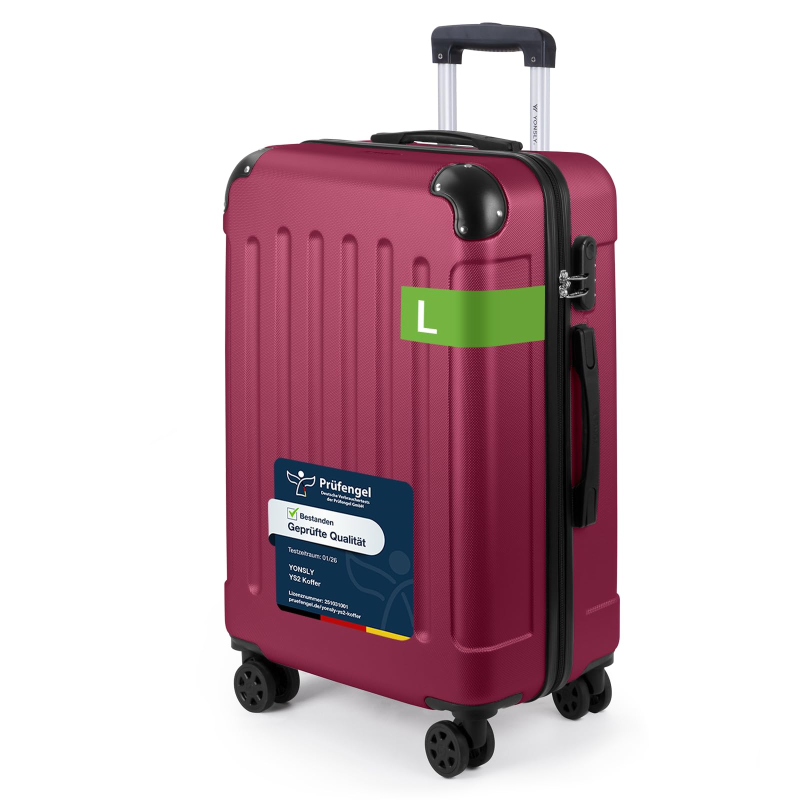 YONSLY Trolley Koffer Set, Reisekoffer, Rollkoffer Handgepäck, Kabinkoffer Suitcase, Gepäckset mit 360° Rollen, Hartschalenreisekoffer, Zahlenschloss, Gummigriff
