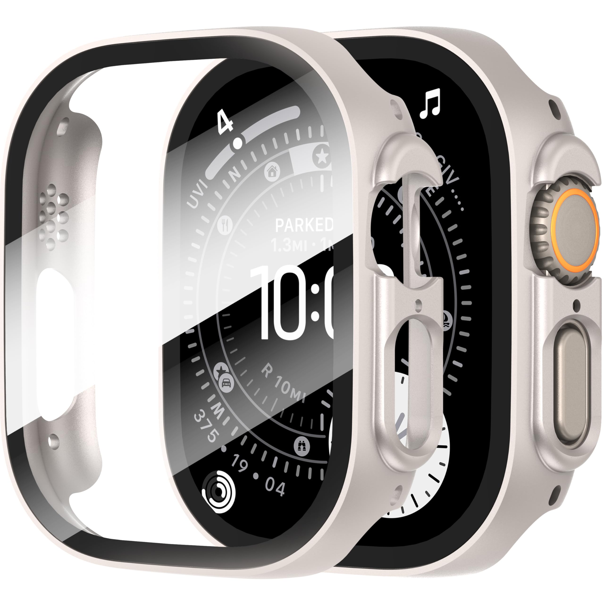 Diruite 2-Pack Screen Protector for Apple Watch SE 3/2/1 /Series 6 5 4 40mm Tempered Glass Case,All Around Hard Matte PC Protective Cover,Starlight Silver,40mm — view 24