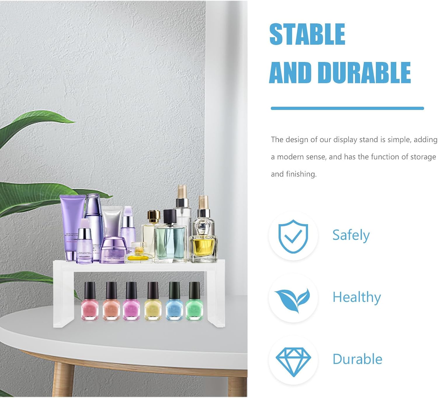 Stackable Desktop Storage Rack, Plastic Display Stand 3-tier image 4