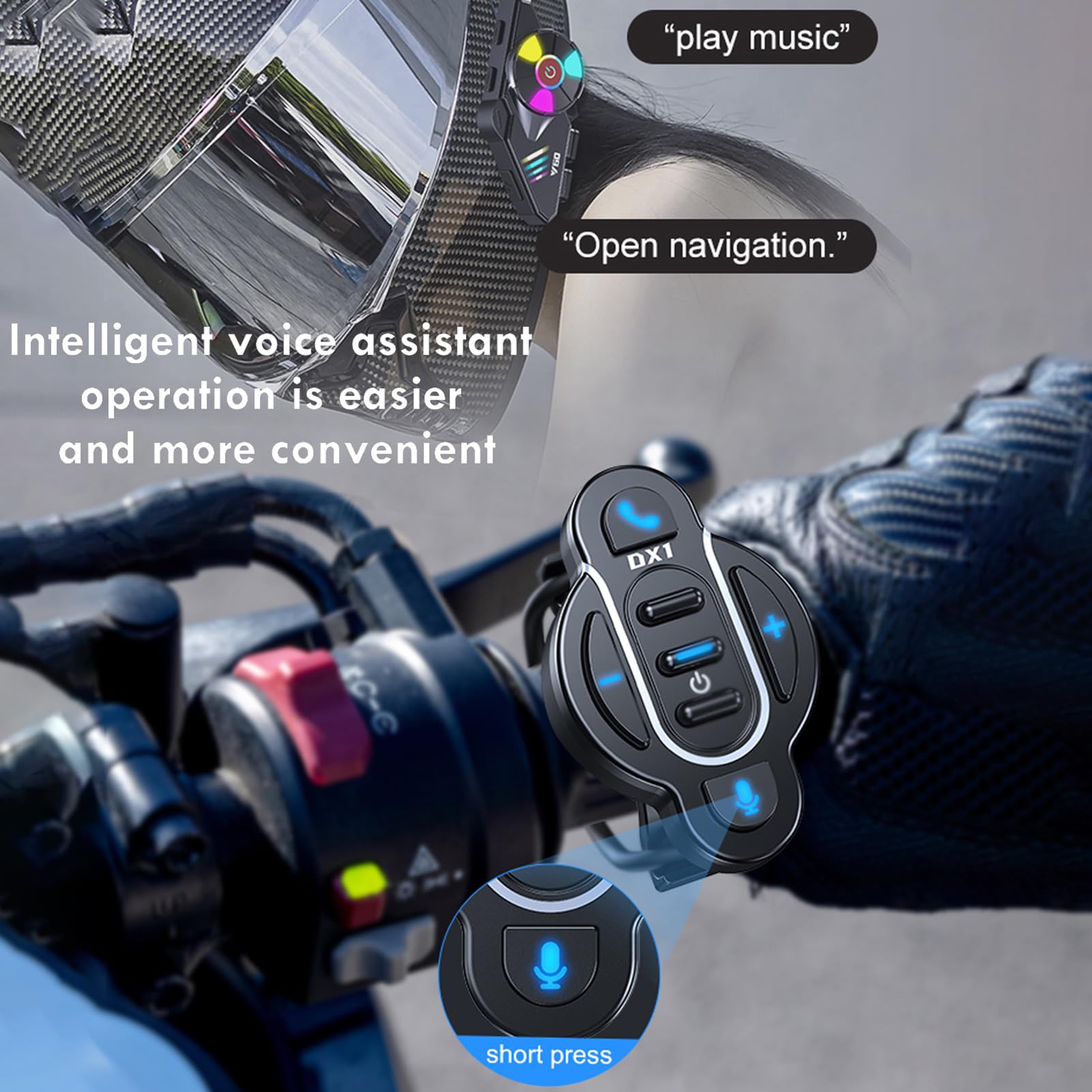 Docooler Controllore BT moto telecomando manubrio impermeabile controllore chiamata/musica assistente vocale, tasti multimediali telecomando per bicicletta elettrica moto