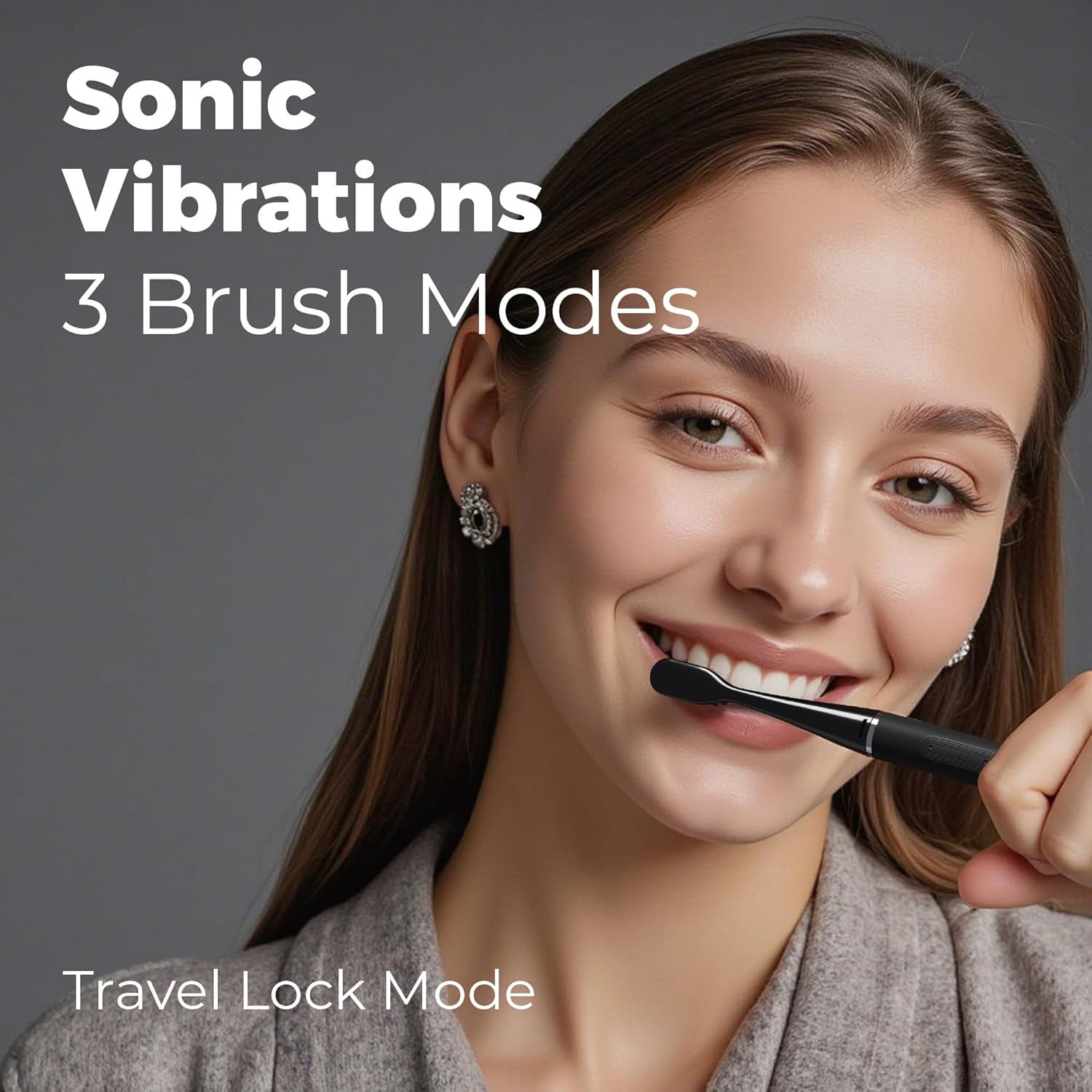 MIPOW Slim Pro i4 Electric Toothbrush Rechargeable Smart Ultra Sonic 3 Modes Magnetic Travel Case &Ceramic Dock, 60Day Long Battery Soft Bristles 2Heads IPX7 Waterproof,Color-(Black) - Image 2