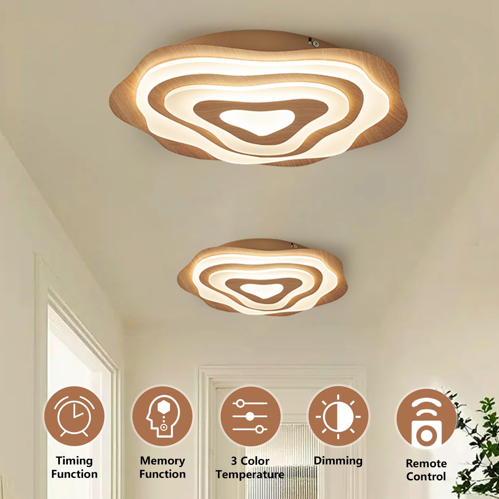 Plafon LED Techo Regulable, 48W 5400lm Modernas Lamparas de Techo Salon 2700K-6500K 5%-100% LED Lámpara de Techo Metal 50cm Con Control Remoto y APP para Cocina, Baño