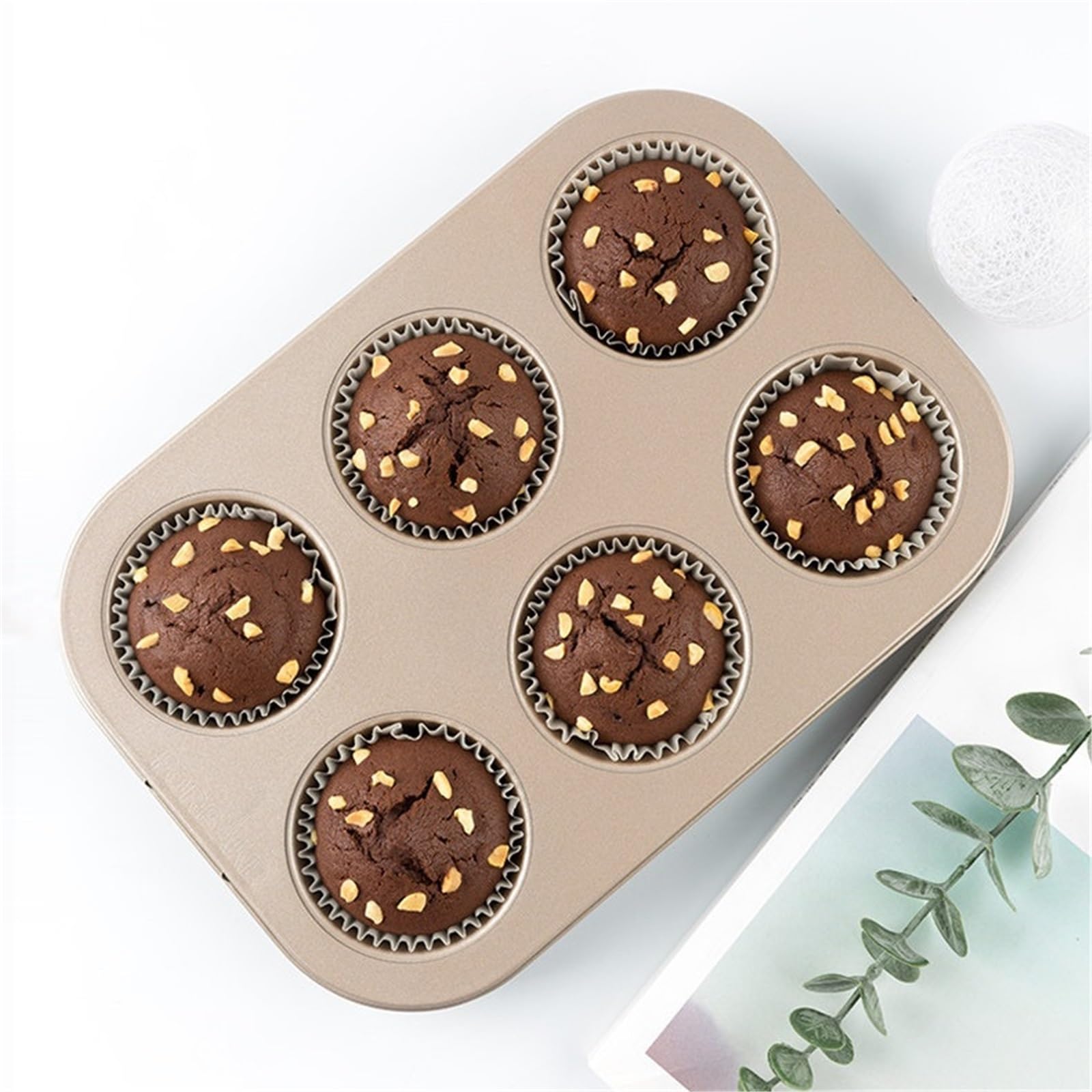 Molde Magdalenas Horno De Cocina Creativos Bandeja Para Hornear Brownie De Acero Al Carbono Resistentes Bandeja Para Hornear Brownie(White paper cups*100,9 grids)