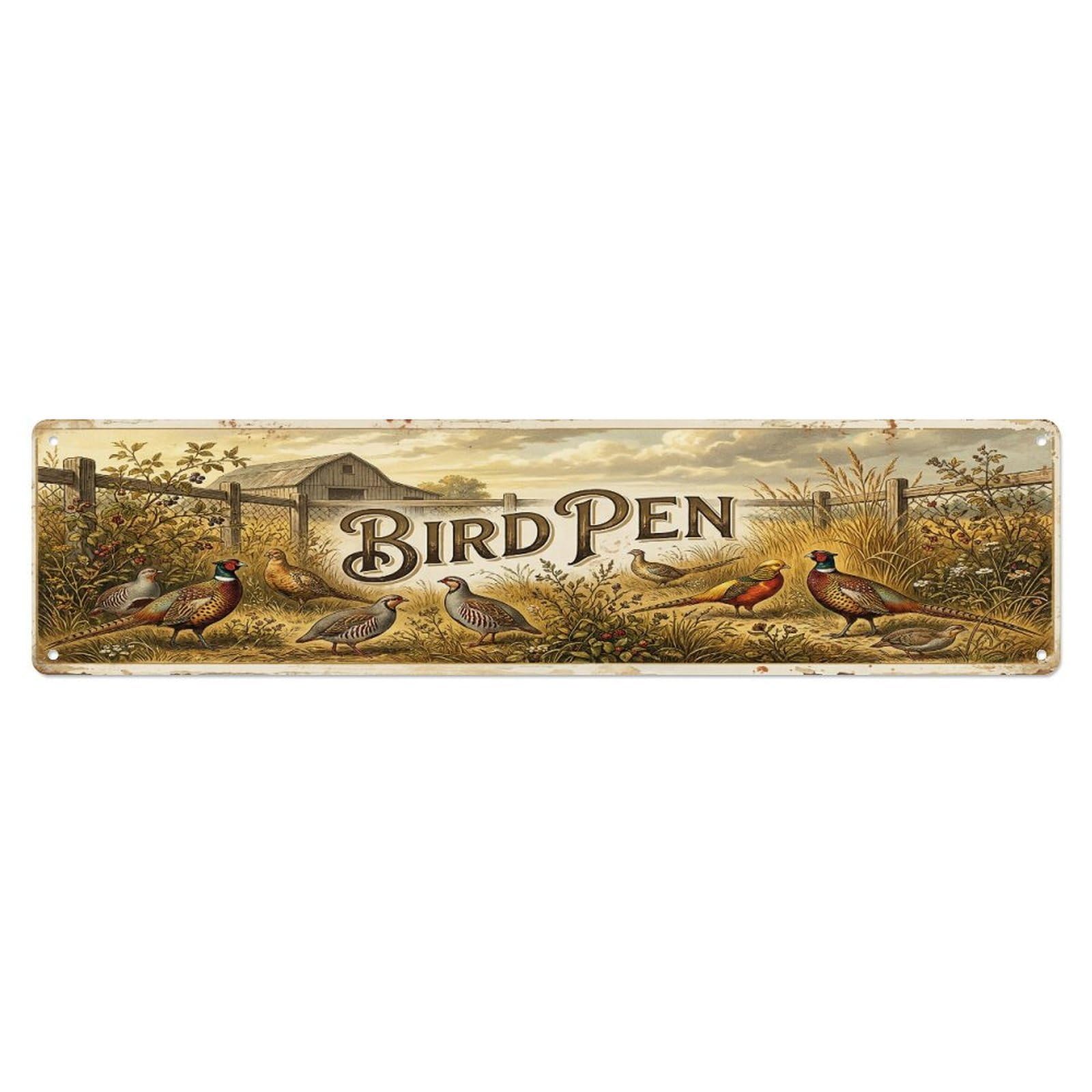 Vintage Pen Inn Bird Farmhouse Funny Bird Backyard Farm 1 Metal Tin Sign Plaque Wall Decor for Cafe, Club, Garden Metal Poster 4x16Inch
