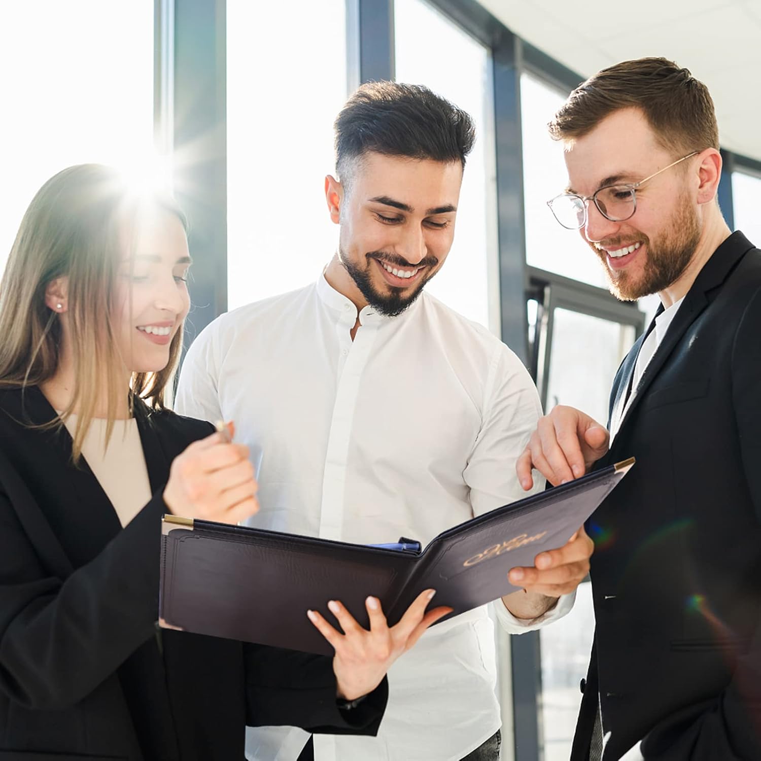 Menu Covers Premium Faux Leather - Menu Holder 8.5" x 11",Fits A4 Size Paper for Restaurant Menu Home Project Office Daily Paper Chores and etc