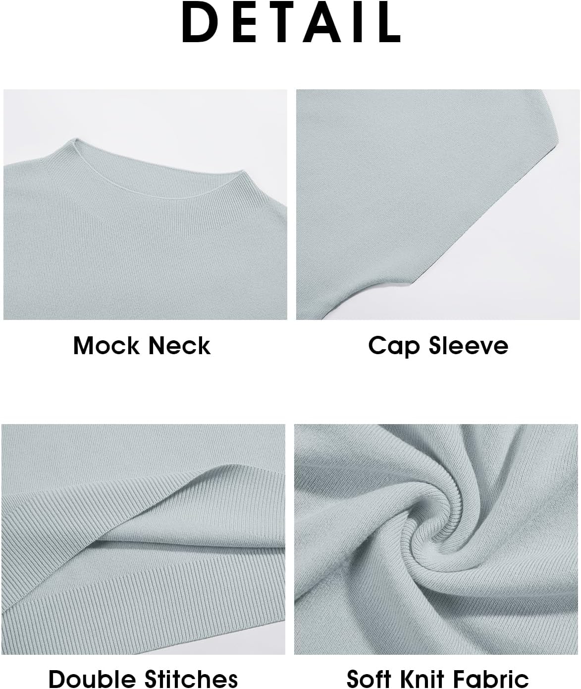 Saodimallsu Womens Short Sleeve Sweater Mock Neck Summer Casual Basic Knit Slim Fitted Pullover Tops Shirt - Image 5