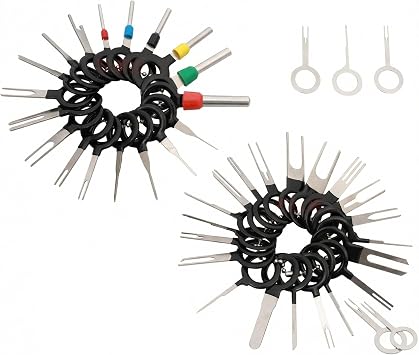 41-Piece Terminal Removal Tool Kit, Depinning Tools for Automotive Electrical Connectors, Single & Double Pin Extractor Set for Wiring Harness Repair