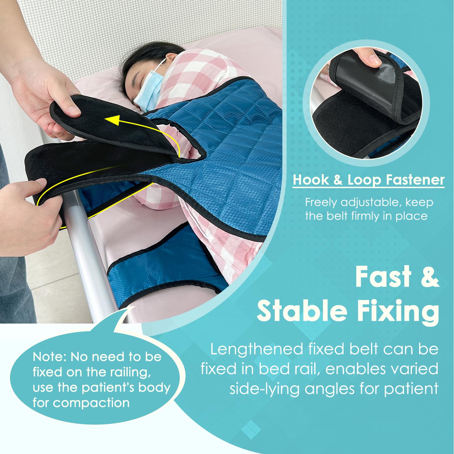 NEPPT Bedridden - Cintura di sicurezza per letto per pazienti, per anziani e adulti, cinghie per cambiare il cambio del pannolino, imbottitura per il posizionamento del pannolino, con maniglia,
