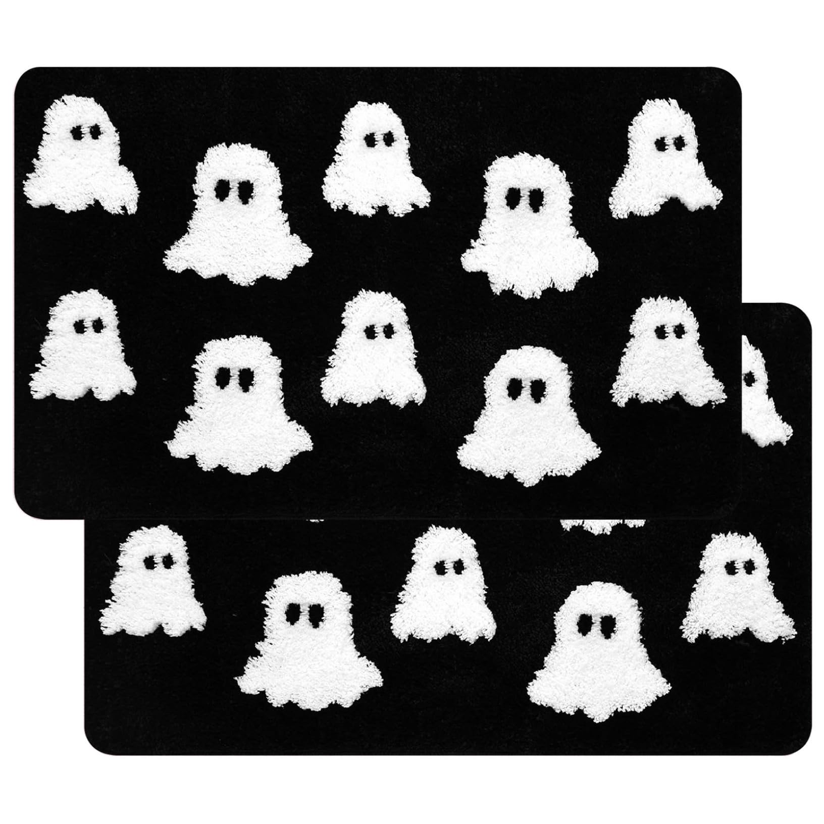 Tapis de bienvenue Halloween pour entrée et cuisine lot de 2 fantômes
