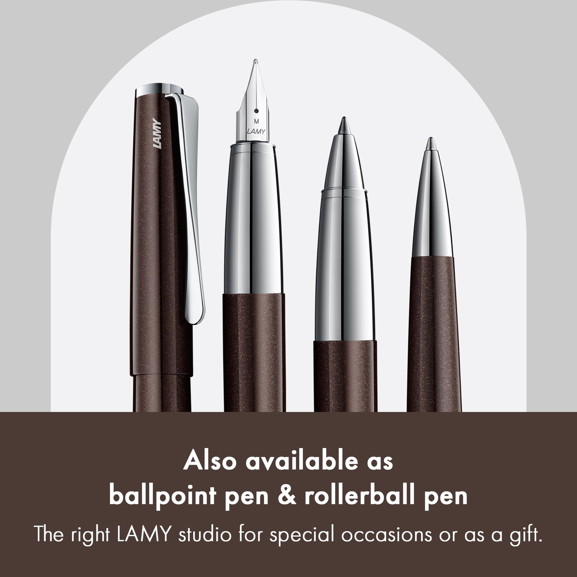 Lamy Studio Premium 069 - Penna stilografica in acciaio INOX con finitura laccata lucida e pennino in acciaio lucido, misura M, clip a elica, con cartuccia d'inchiostro T 10, colore: Blu