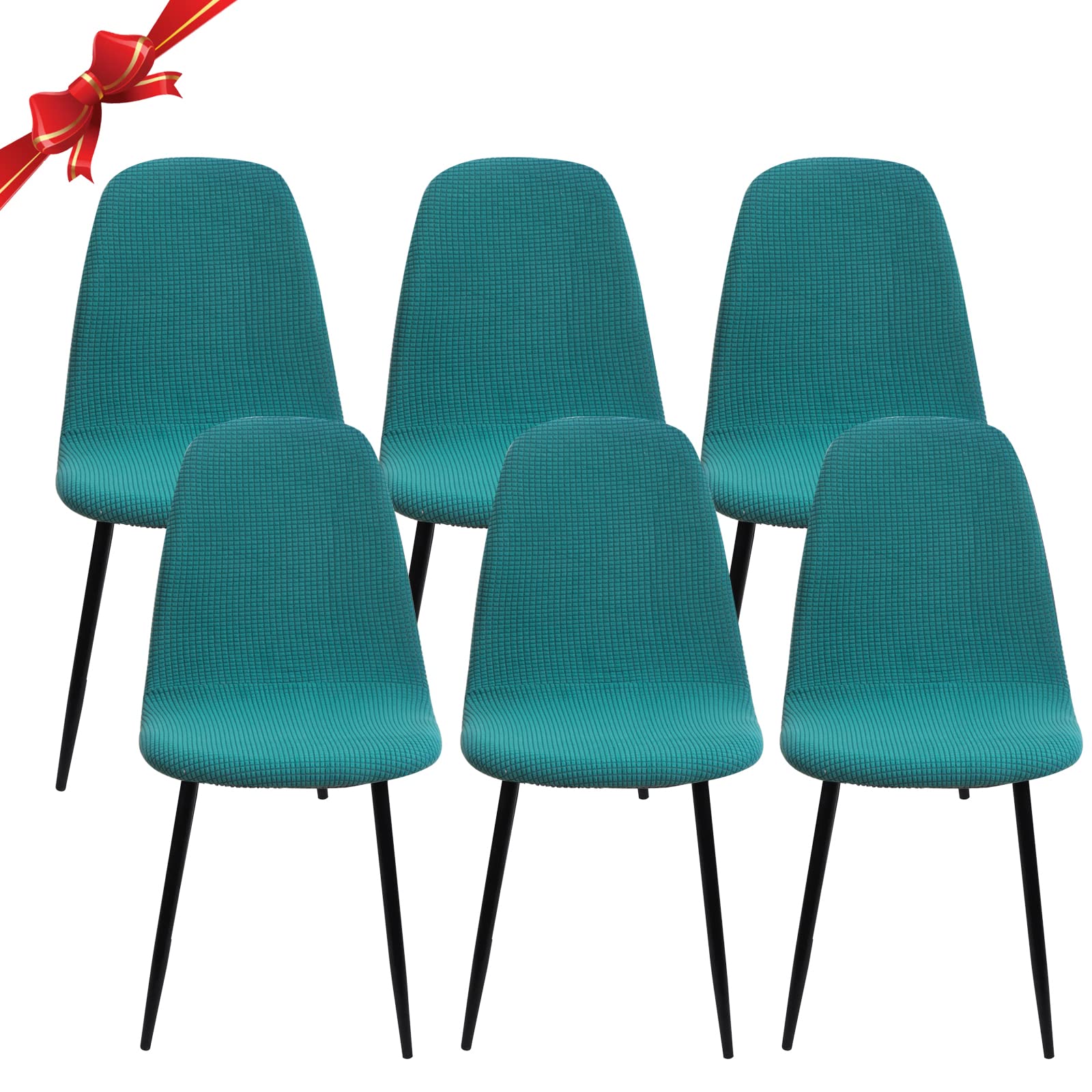 Jaotto Coprisedia Elasticizzati con Schienale 6 Pezzi,Fodere Coprisedia con Schienale Tondo per Sala da Pranzo Jacquard,Coprisedia Ufficio Universali Lavabili,Vestisedia per Casa Cucina,Verde