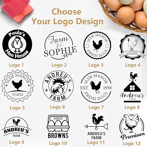 Miniatura 5 de Sellos de huevos para huevos frescos, sello de huevo personalizado con almohadilla de tinta, sello de huevo de goma, diseños únicos para marca de