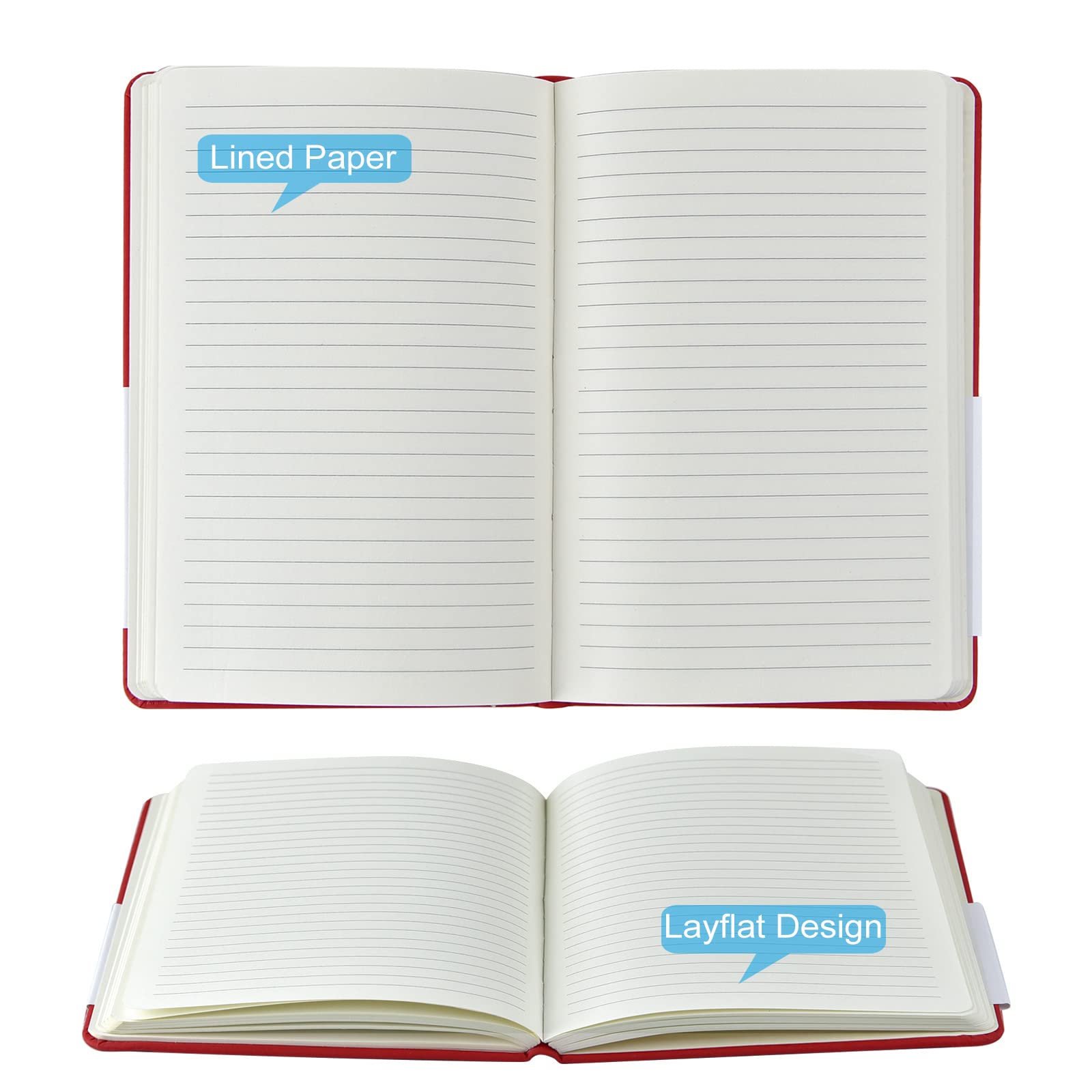Confezione da 12 quaderni tascabili, piccoli quaderni a righe, in pelle, con copertina rigida, per ufficio, casa, scuola, lavoro, 8,9 x 14 cm, carta spessa 100 g/m², 160 pagine (6 colori)