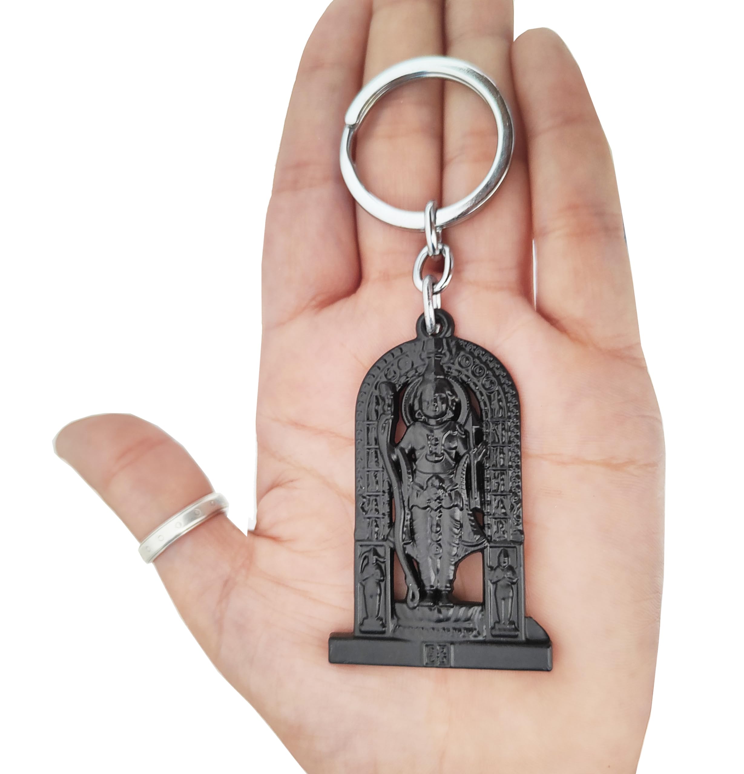 ME & YOU Ram Lala Murti Metal keychain gift for Men, Women |Unique &perfect accessory |Black Keyring |Metallic Keychain 2