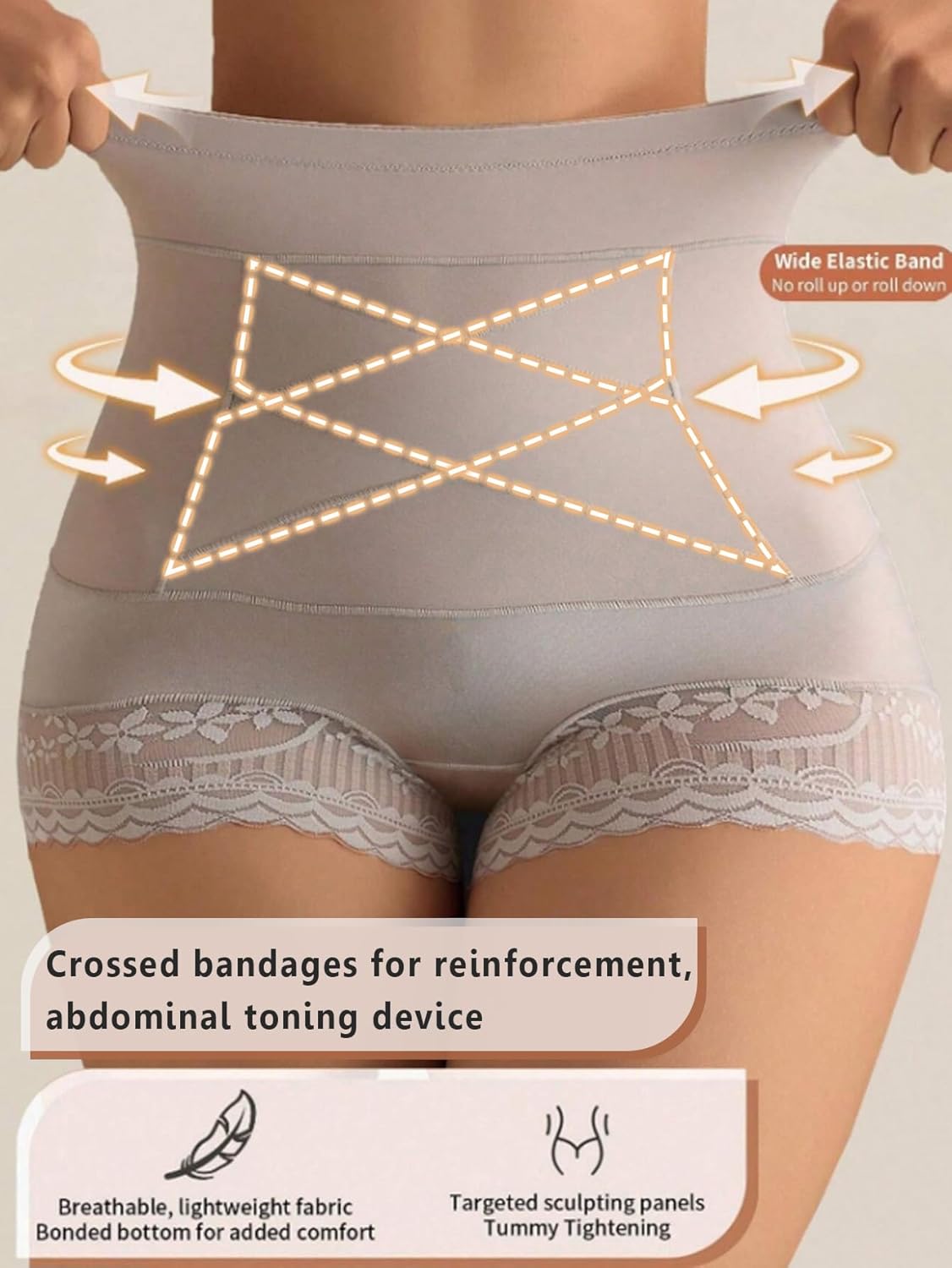 Women's Shapewear Control Panties,Butt Lift Underwear,High-Waisted Butt Lifter Briefs, Slimming Panties with Lace Trim - Image 4