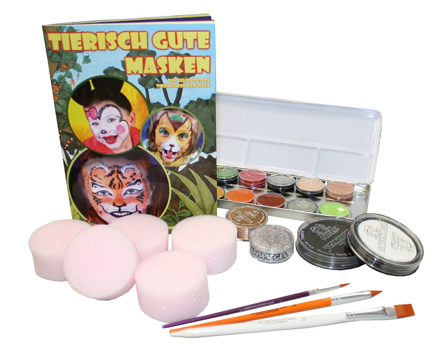 Eulenspiegel 299579 - Estuche de maquillaje máscaras de animales, set de maquillaje, carnaval, maquillaje infantil, fiesta temática, Halloween