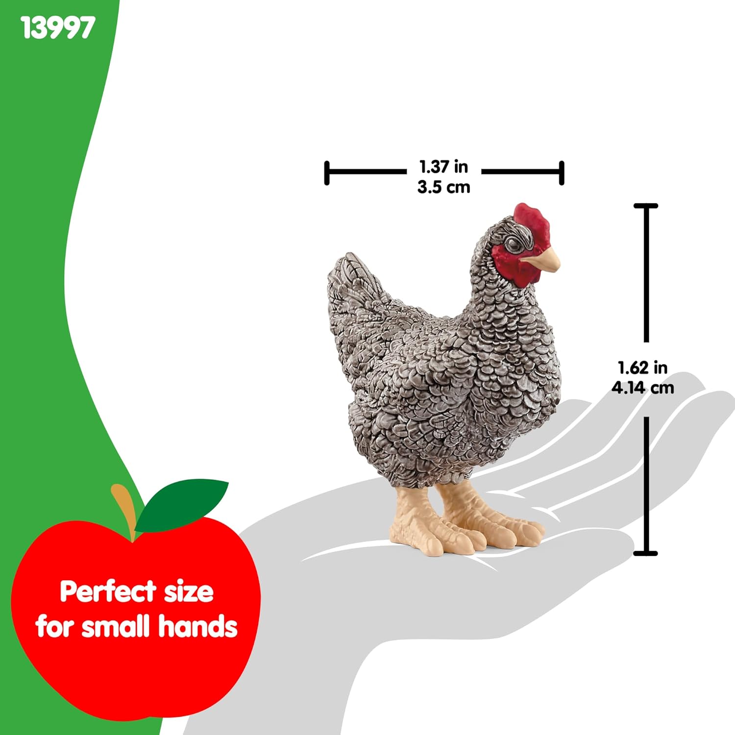 Schleich Farm World - 2" Plymouth Rock Chicken Toy for Kids. Realistic, Hand-Painted Farm Animal Toys for Boys and Girls. Fun Figure for Screen-Free Learning for Children and Toddlers Ages 3+ 13997