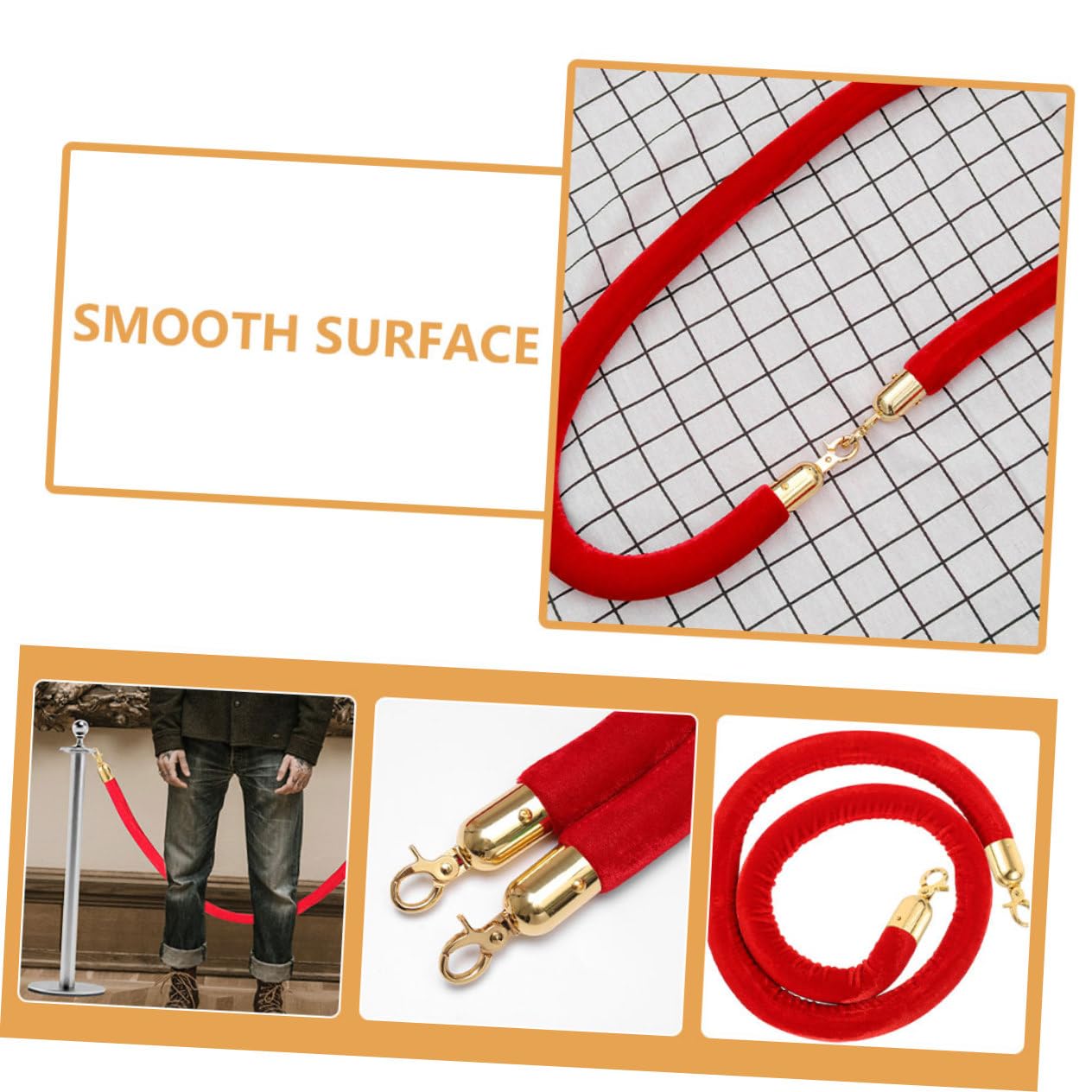 IWOWHERO 6pcs Concierge Post Hook Rope Stopper End Balls Cord Hook Cord End Snap Hook Cord Lock Decking Rope Fittings Crowd Control Barriers Stopper Cord Rope Ends Golden Zinc Alloy