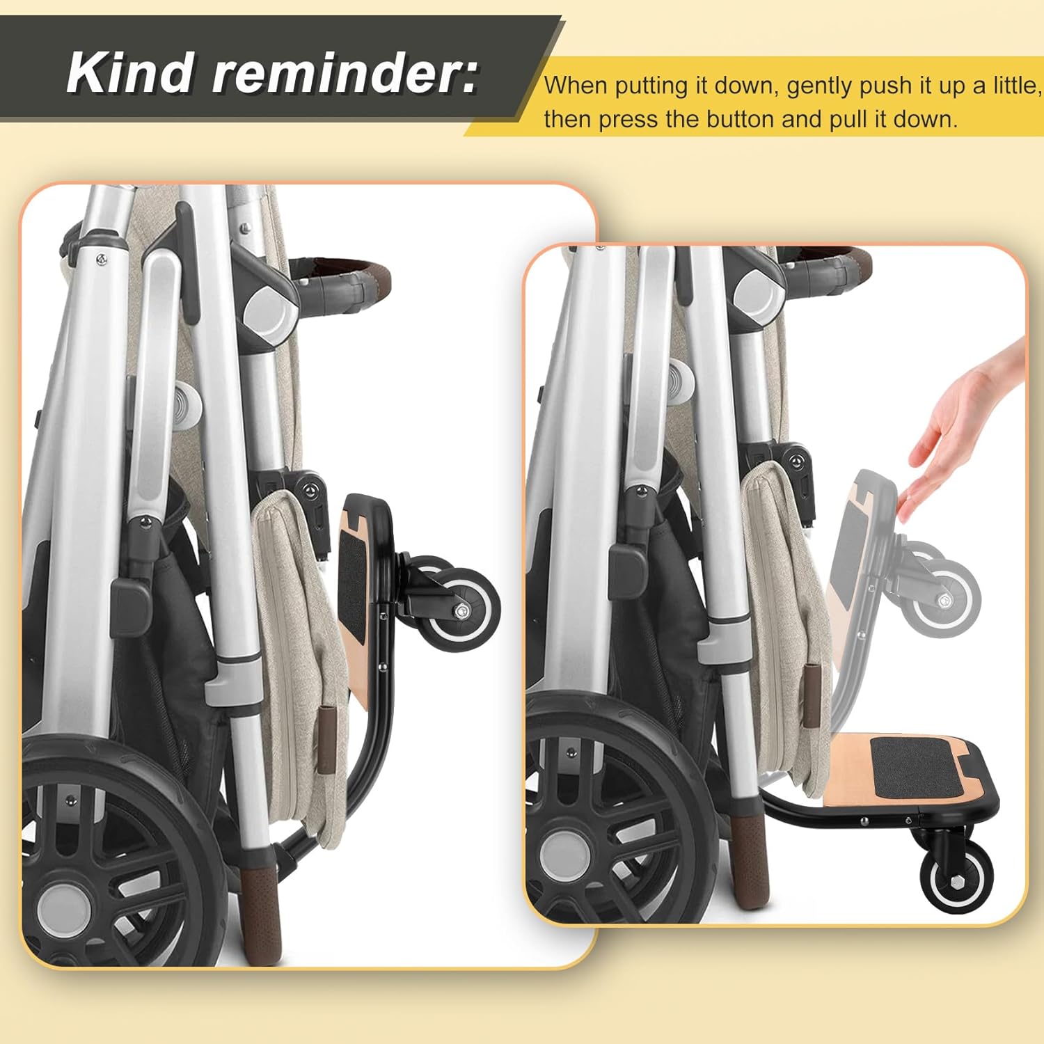 Piggyback Ride-Along Board for Vista (Models 2015-2019),Vista V2,and Vista V3 Strollers,Stroller Standing Board with 360 ° Universal Wheel,Use EVA Foam Wheels Smoothly Nnavigate Through Rugged Roads