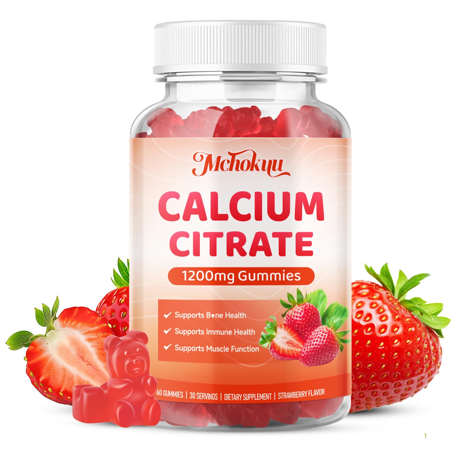 Calcium Citrate Gummies 1200mg Chewable Calcium Supplement, 60 Count 60 Count (Pack of 1)