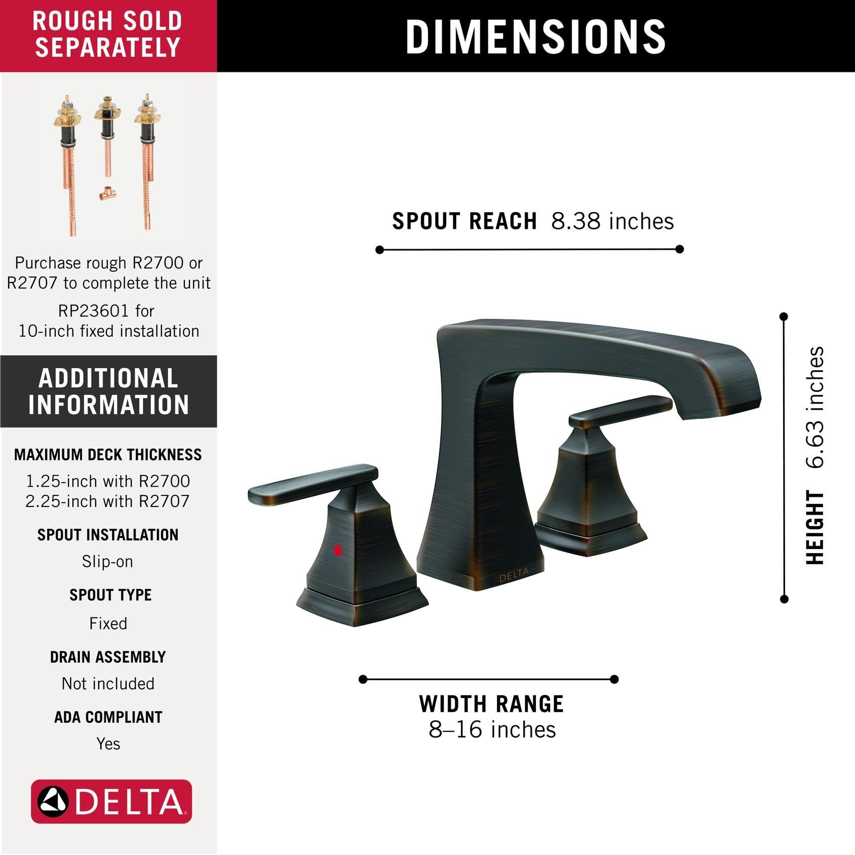 Delta Ashlyn Roman Tub Faucet, Oil Rubbed Bronze Deck Mount