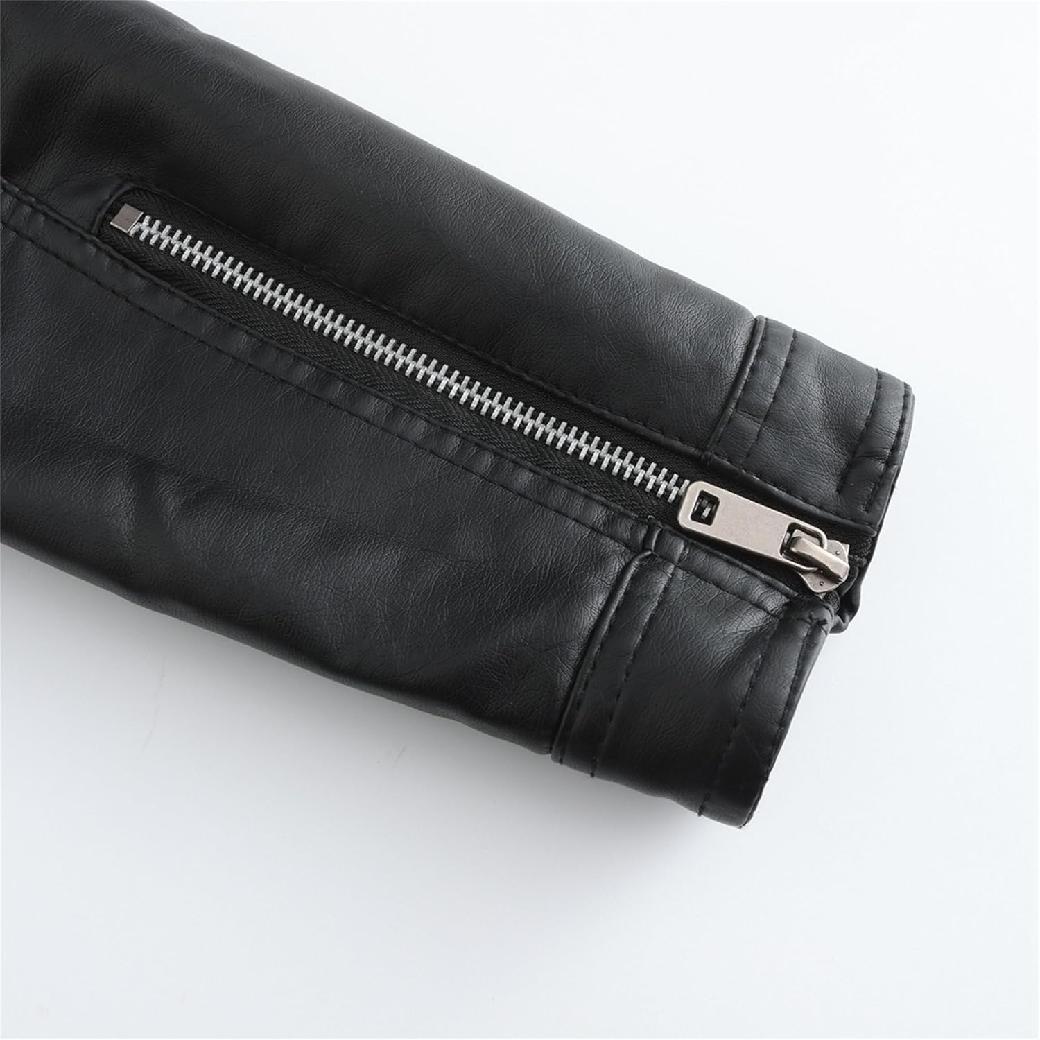 Women's Vintage Stand Collar Coat Faux Leather Slim Fit Motorcycle Coat Jacket Zip Up Casual Outdoor Coats