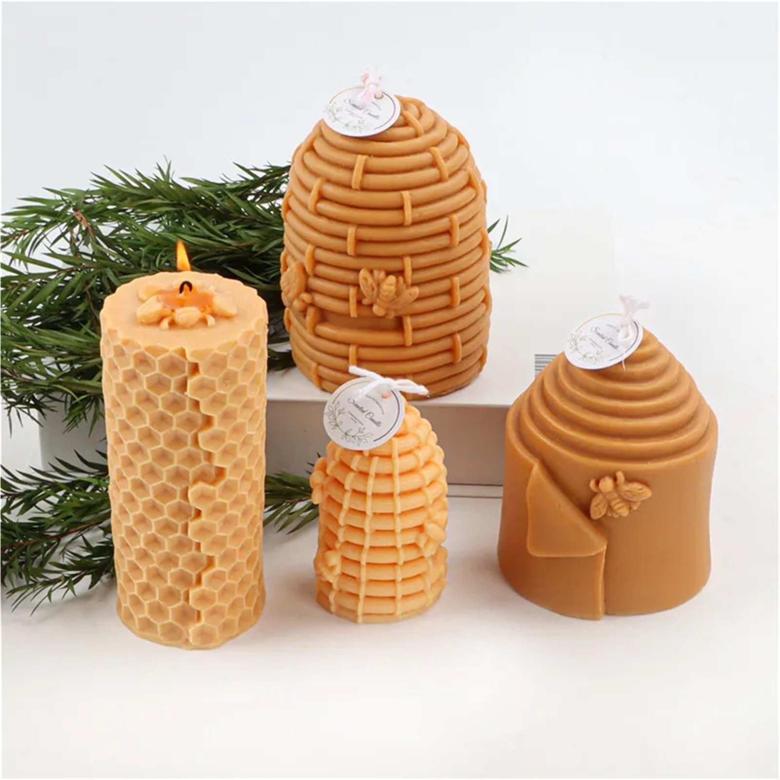 Molde de silicona para velas, Molde de silicona for velas colmena, jabón cera abejas, barras loción for manos, crayón, derretida, Multicolor(Color-03)