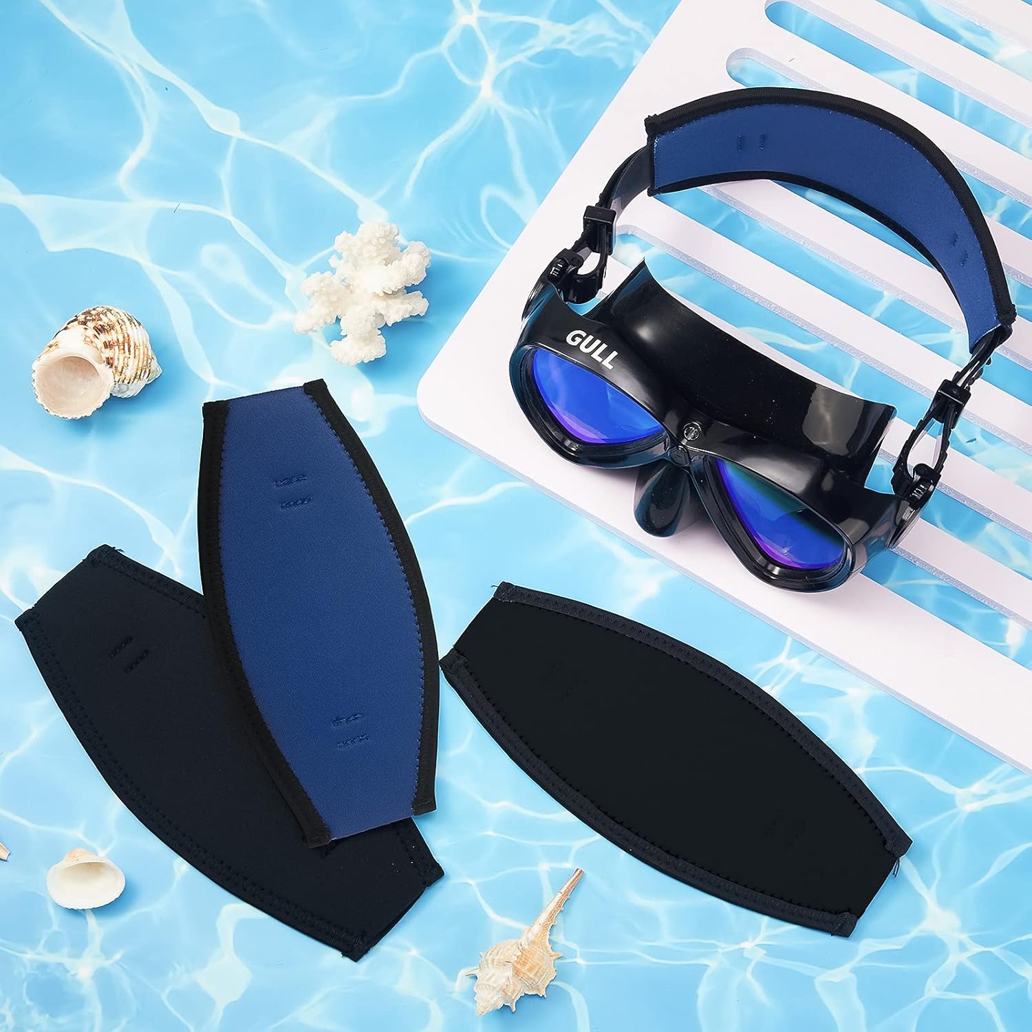 Skylety 2 Pieces Diving Mask Slap Straps Cover Neoprene Dive Mask Strap Swimming Mask Strap Cover for Men and Women Dive and Snorkel Mask Water Sports (Black, Grey) : Sports & Outdoors