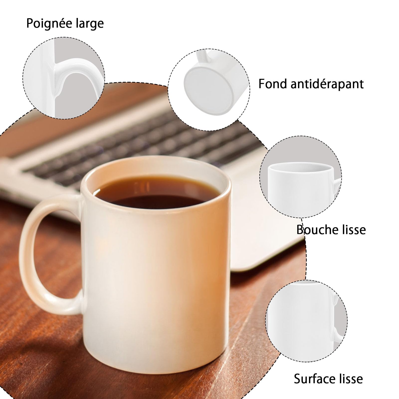 Lot de 12 Mugs Blancs pour Sublimation, 325 ml/11 oz | Tasses en Céramique pour Presse à Chaud avec 12 Boîtes Cadeaux, Personnalisables pour Café, Lait, Thé, Cadeaux et Projets DIY