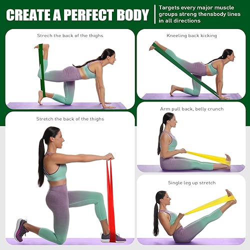 Vista 26 de Bandas de resistencia, bandas de ejercicio, bandas de terapia física para entrenamiento de fuerza, yoga, pilates, banda elástica elástica