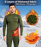 Vista 2 de romision Thermal Underwear for Men Long Johns Fleece Lined Hunting Gear Bottom Top Set Base Layer for Cold Weather XS-4XL