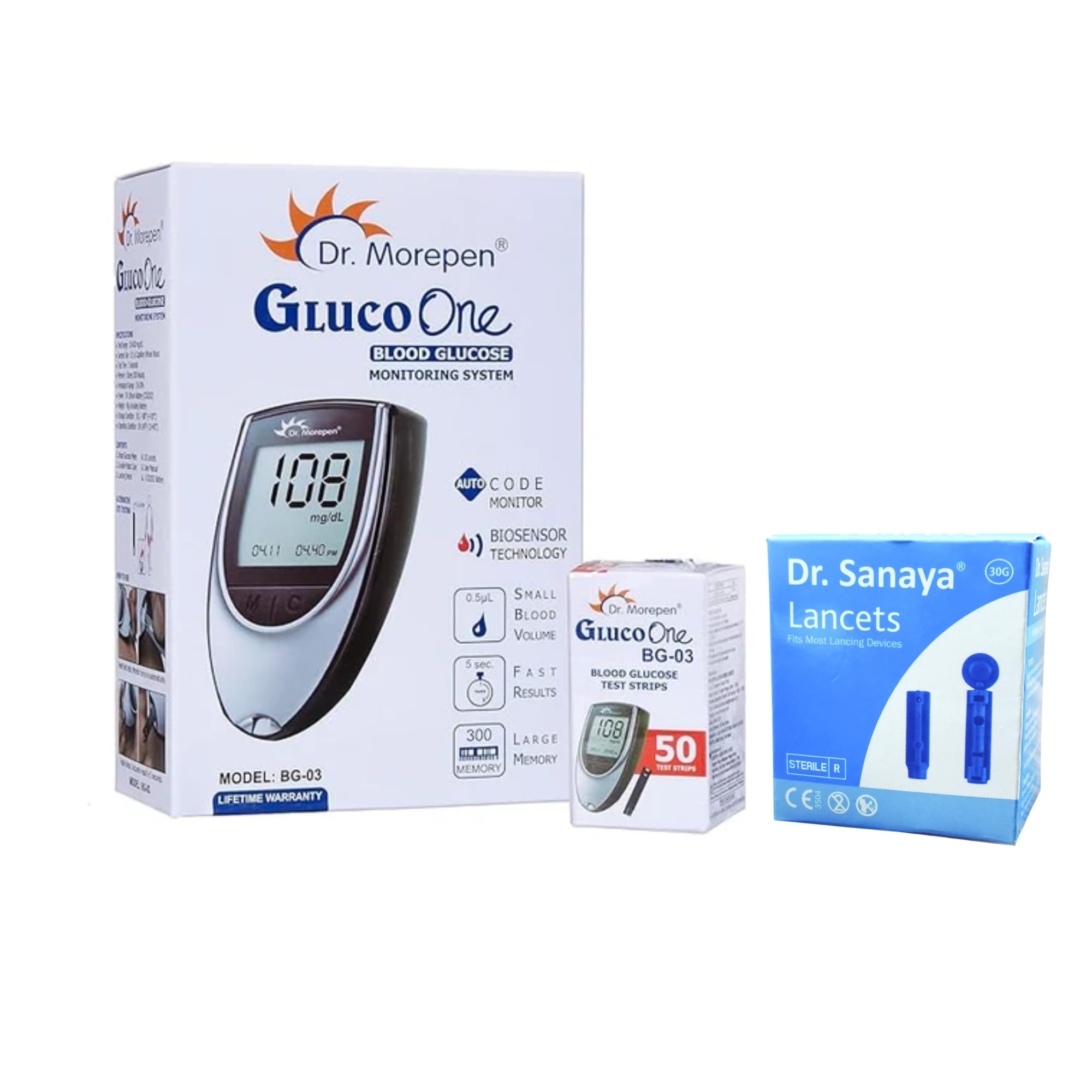 Dr. Sanaya 30G Round Lancets (100 Pack) + Dr. Morepen BG-03 Glucometer with 50 Strips | Accurate, Pain-Free & Hygienic Blood Glucose Testing Combo for Daily Diabetes Care-image-20