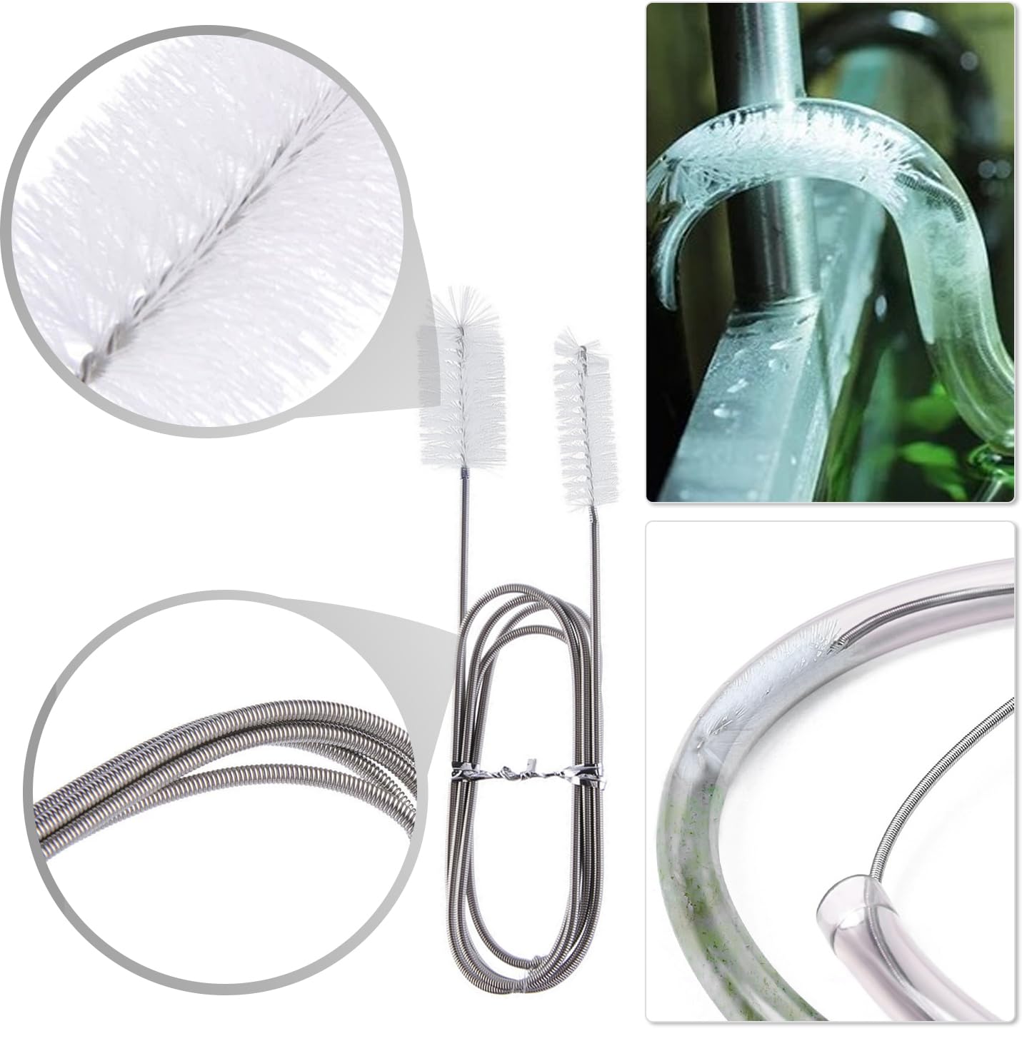 Juego de 5 Cepillos de Limpieza de Acero Inoxidable - Doble Cara con Mango Largo y Esponja para Tuberías y Lavabos
