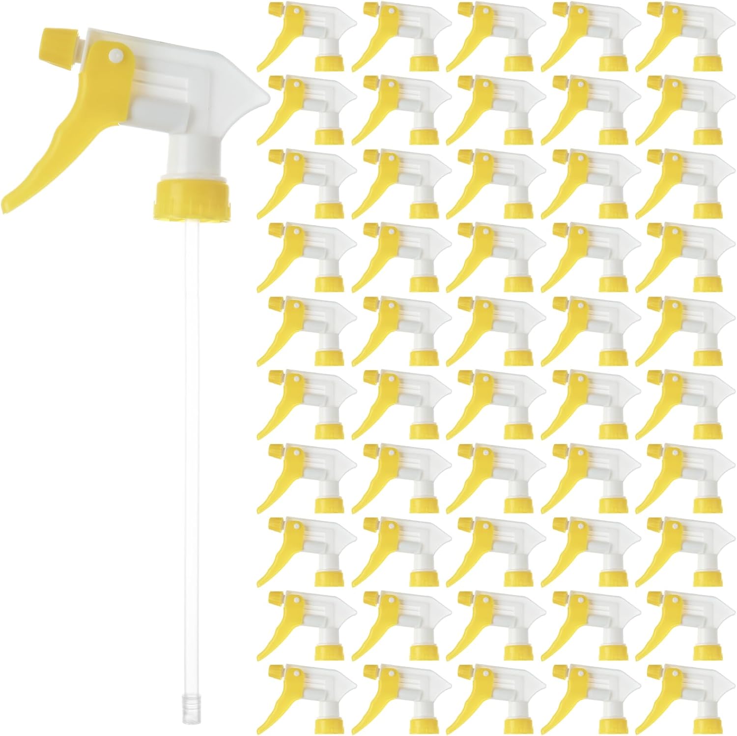 50 PCS Spray Nozzle for Bottles, Spray Bottle Nozzle Replacement, Adjustable Spray Bottle Tops with Mist Stream Sprayer, Trigger Bottle Sprayer Nozzles Fits Standard 28/410 Neck Bottles–Yellow