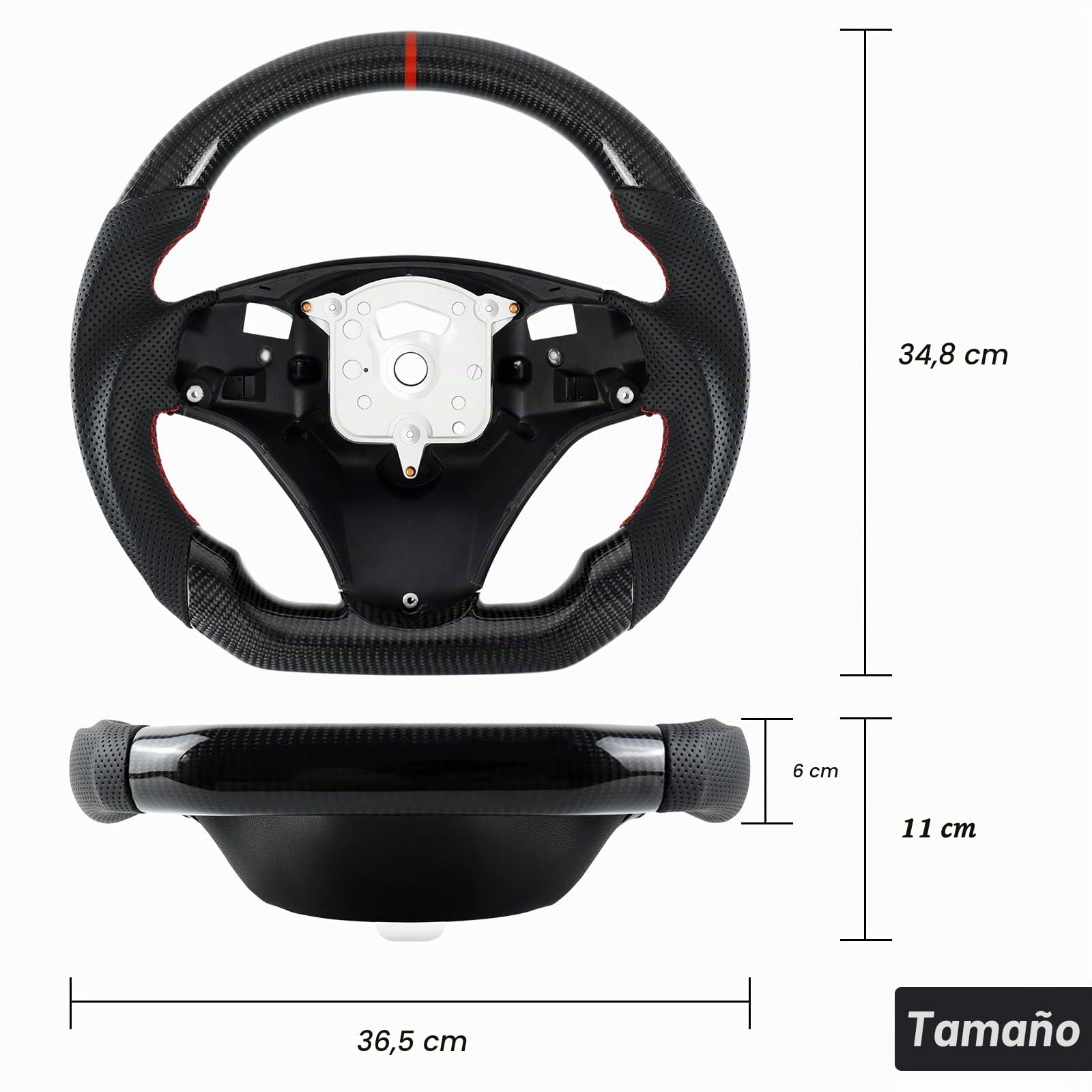 Volante de fibra de carbono real hecho a mano en forma de D con agujeros de paleta afilados para BMW M Sport 1/3 Series M3/E88 E90 E91 E92 E93 2005-2012