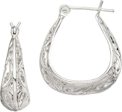 Sterling Silver Polished Swirl Filigree Hoop Earrings Majestic