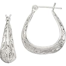 Sterling Silver Polished Swirl Filigree Hoop Earrings Majestic