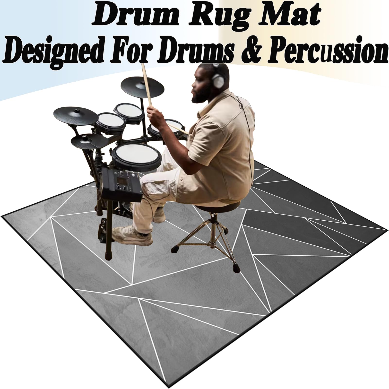 Tapis pour Batterie Acoustique Moquette Antidérapante Tapis Batterie Insonorisé Tapis de Tambour Grosse Caisse Claire Batterie électronique Kits Instruments de Musique 160 x 120 cm