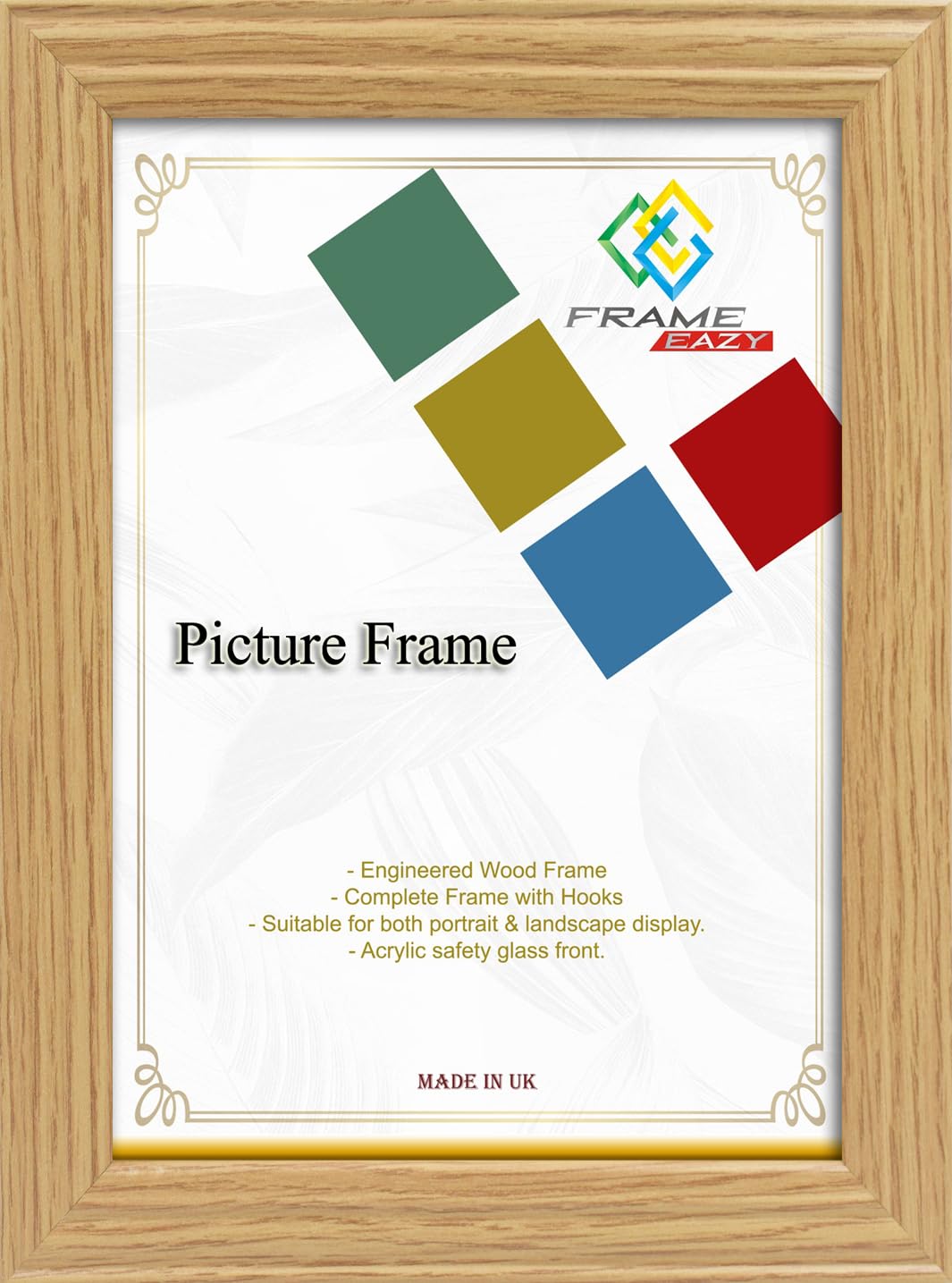Frame Eazy Oak A1 (23.4" X 33.1") Picture Frame In Multiple Colours & Sizes - Antique Style Frame With Safe Perspex Front & Wall Mounting - A1 (59.4 X 84.1 Cm) Photo Frame
