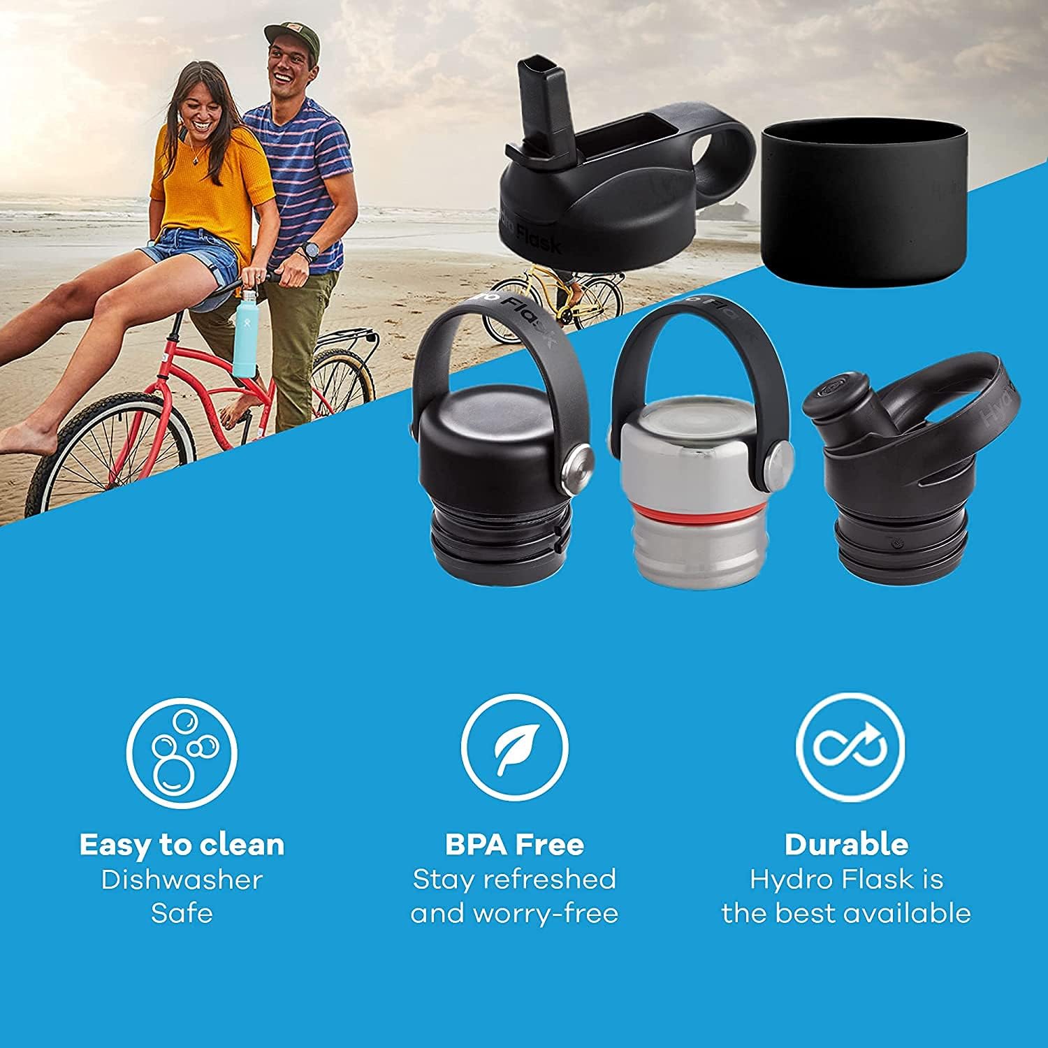 Hydro Flask Wide Mouth BPA Free Insulated Sports Water Bottle Straw Lid, Black : Sports & Outdoors