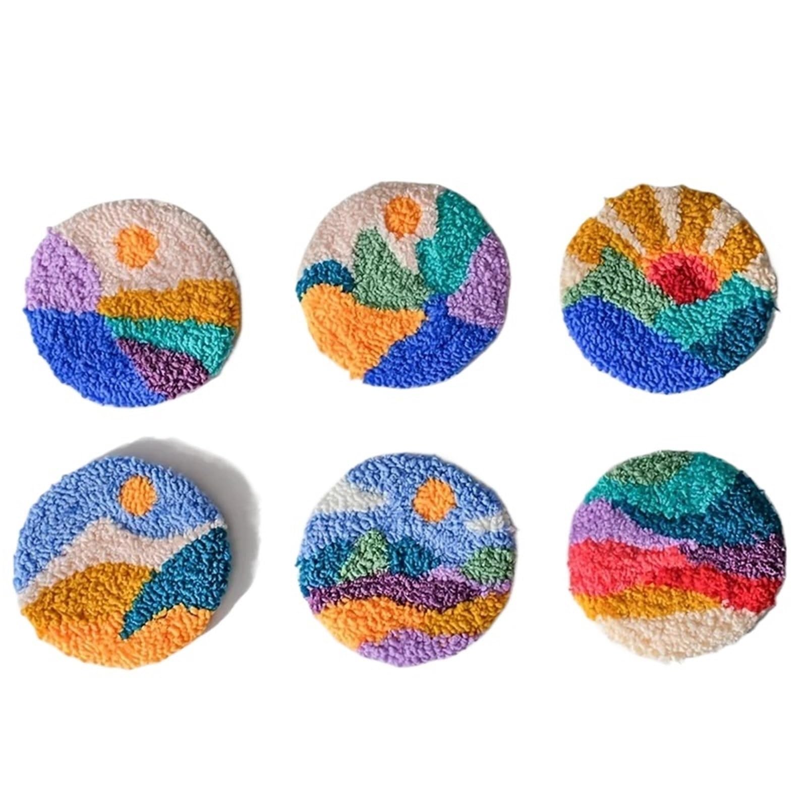 1pcs Landscape Punch Needle Kit With Coasters - Complete Embroidery Starter Set For Beginners for DIY