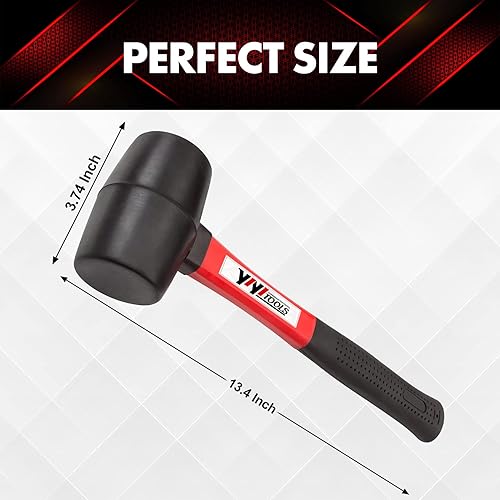 Miniatura 10 de YY-2-005 Martillo de mazo de goma con mango de madera24-oz, negro