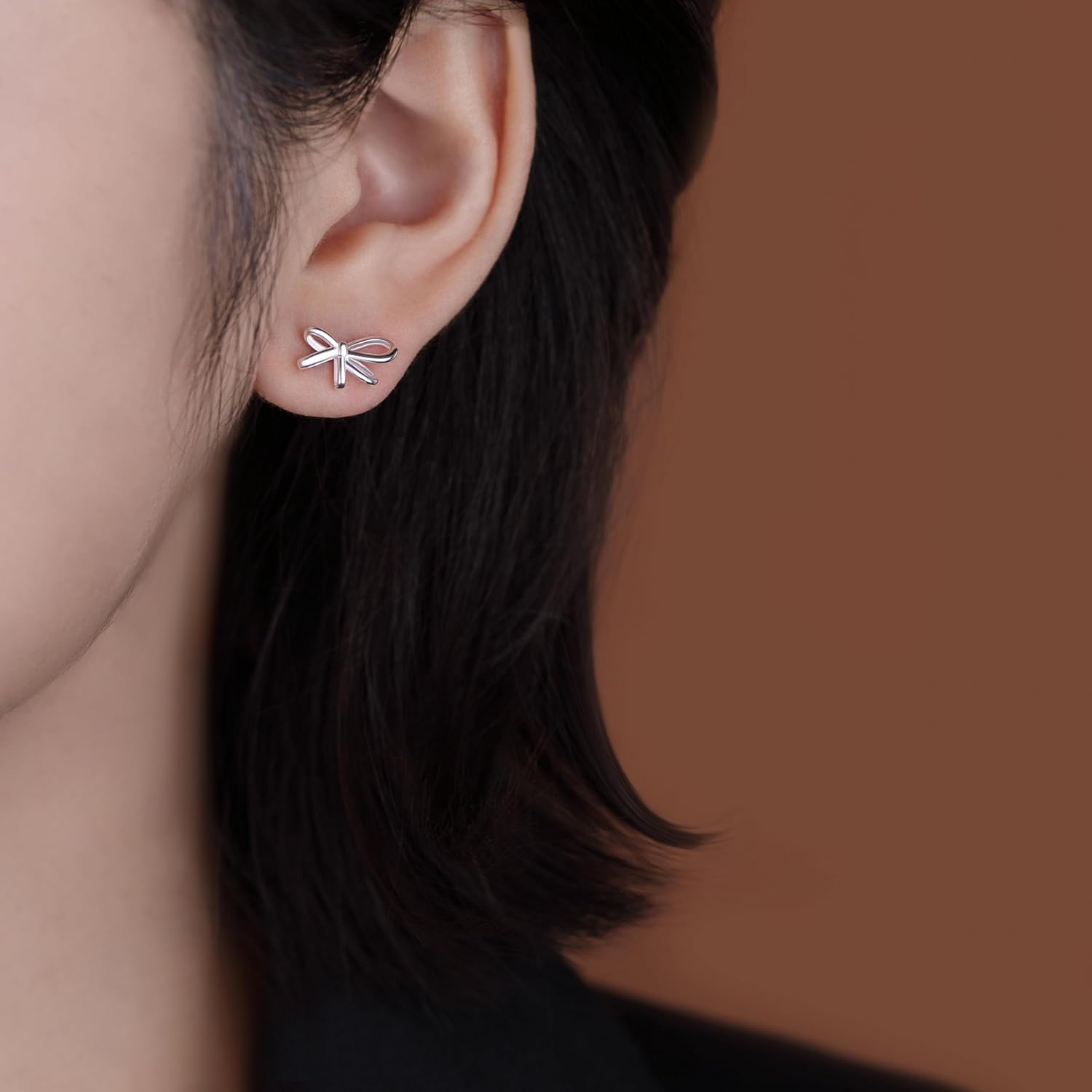 Reffeer Solid 925 Sterling Silver Bow Stud Earrings for Women Teen Girls Small Ribbon Stud Earrings Bowknot - Image 3